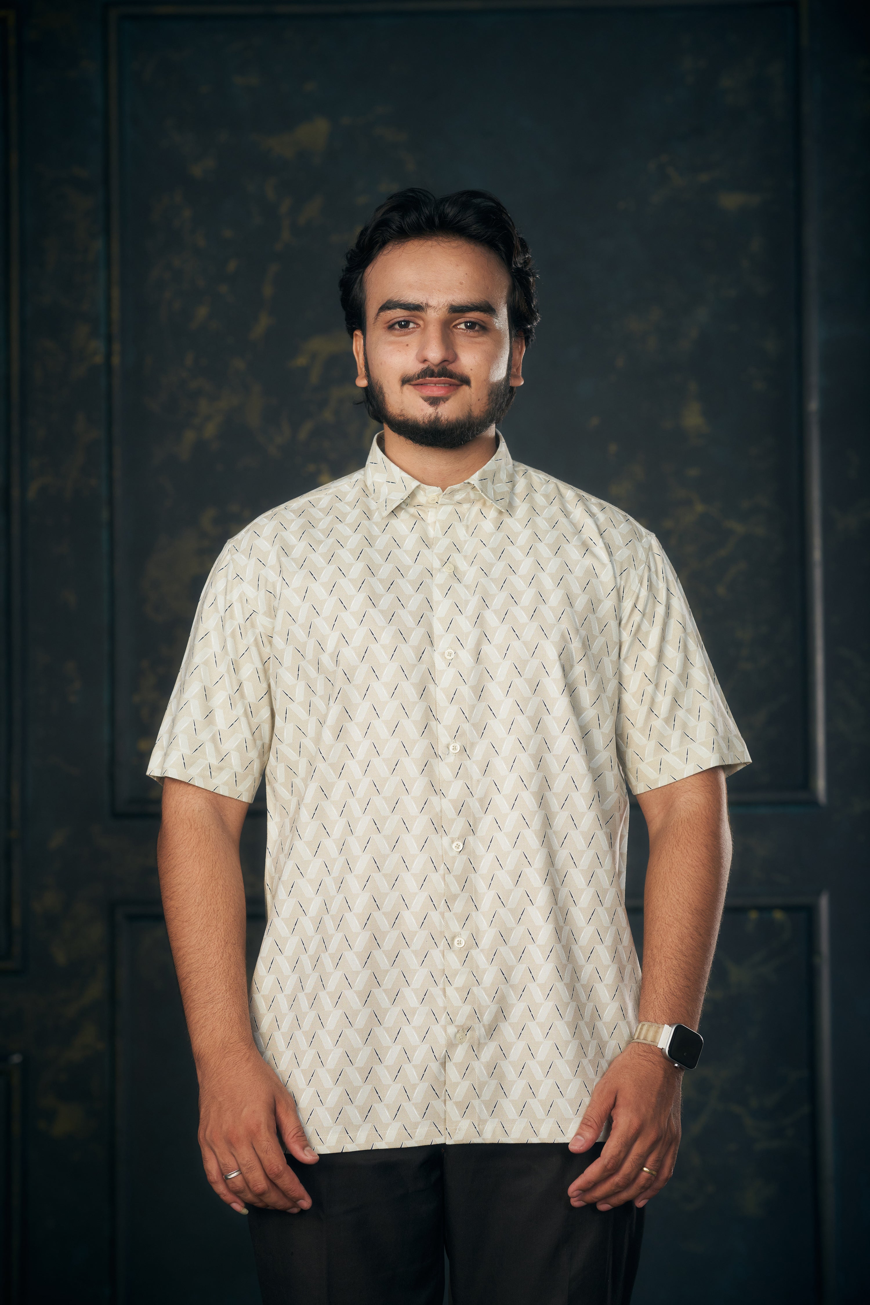 Mensoline Urban Luxe Beige Tweel Shirt.