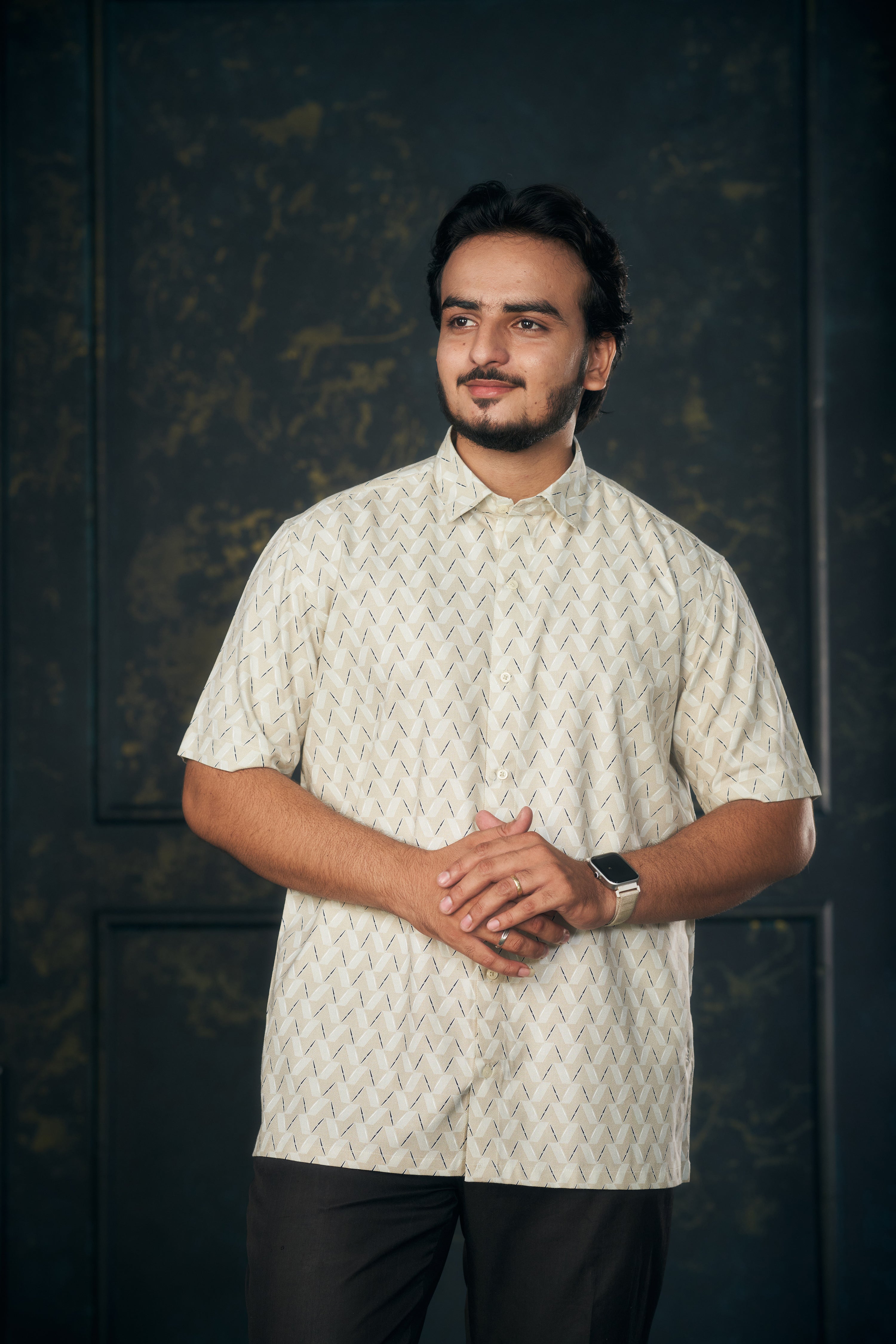 Mensoline Urban Luxe Beige Tweel Shirt.