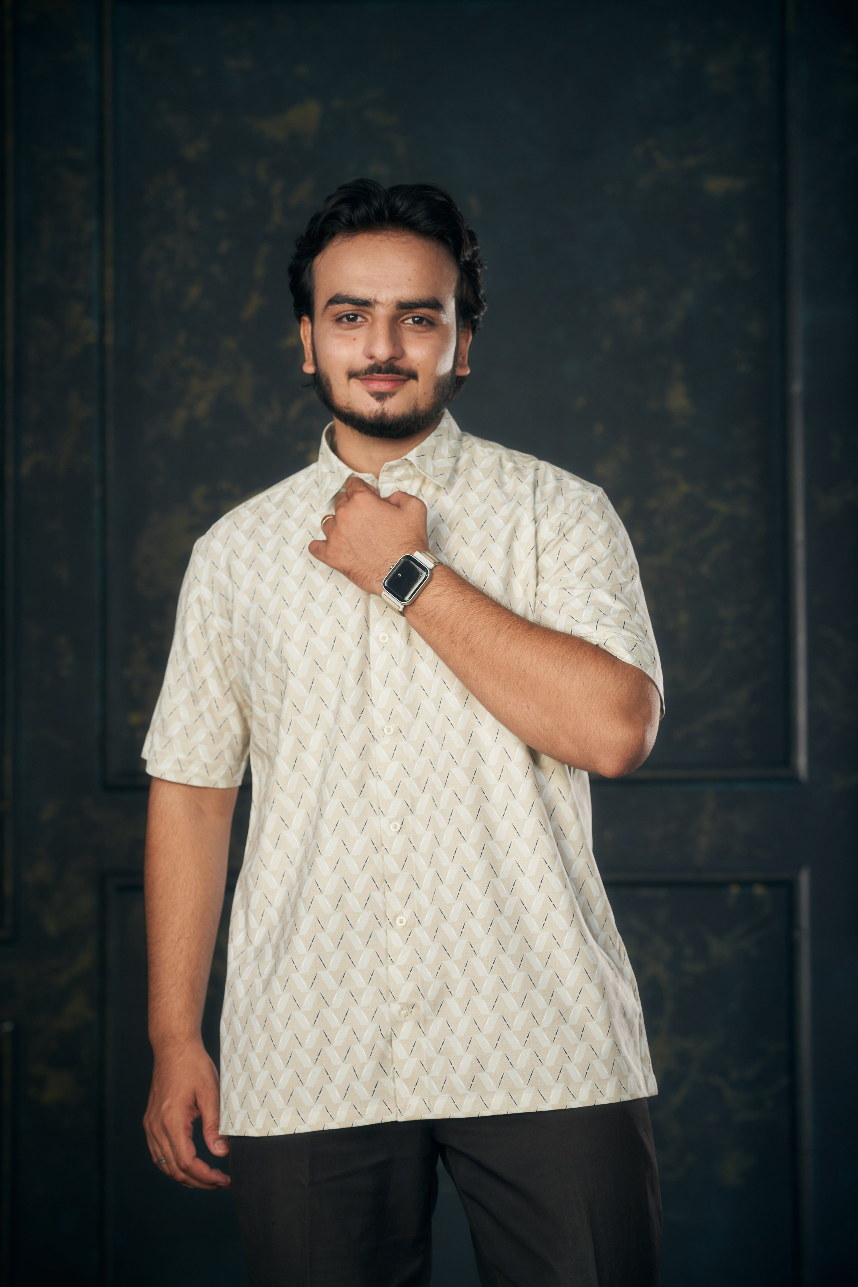 Mensoline Urban Luxe Beige Tweel Shirt.