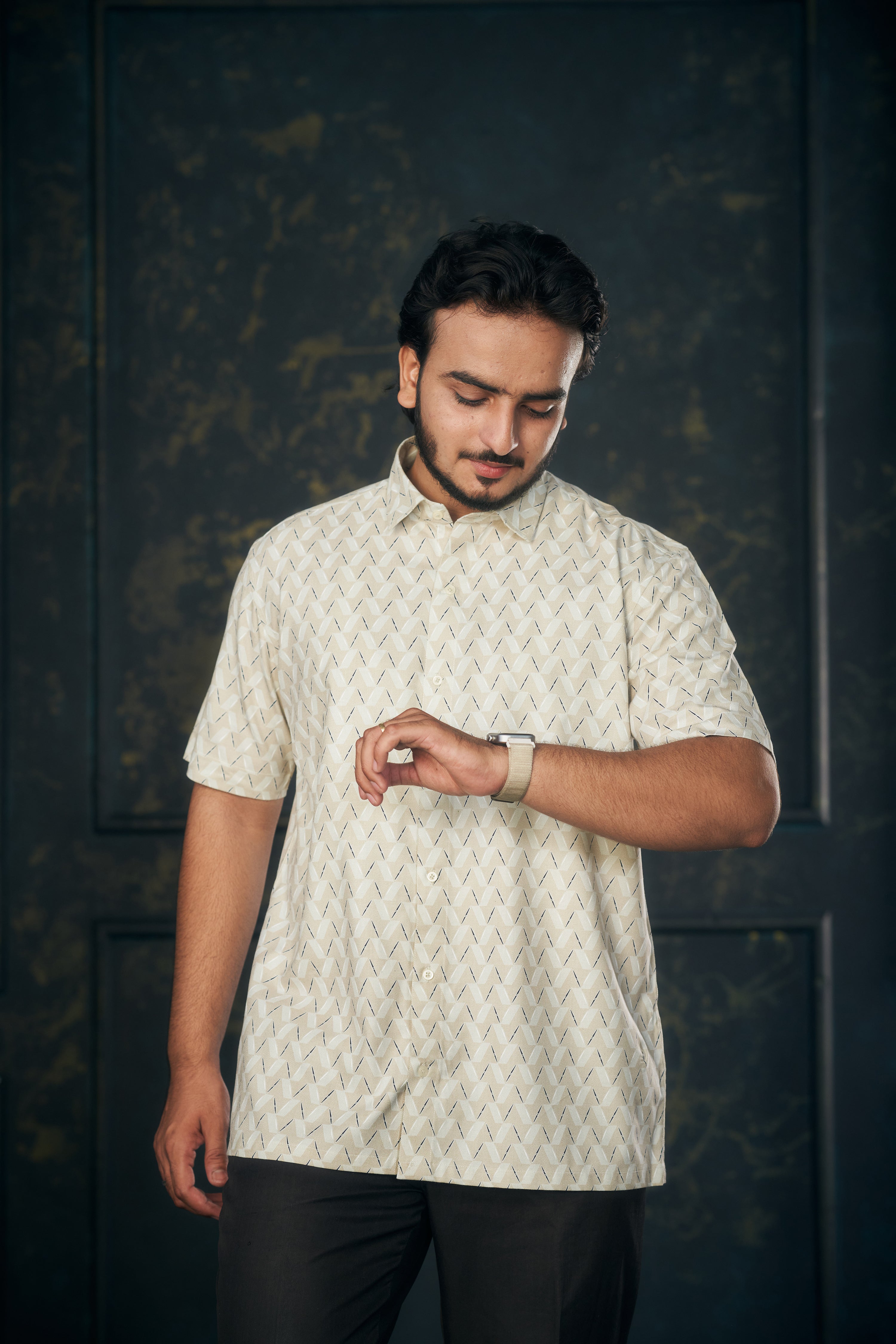 Mensoline Urban Luxe Beige Tweel Shirt.