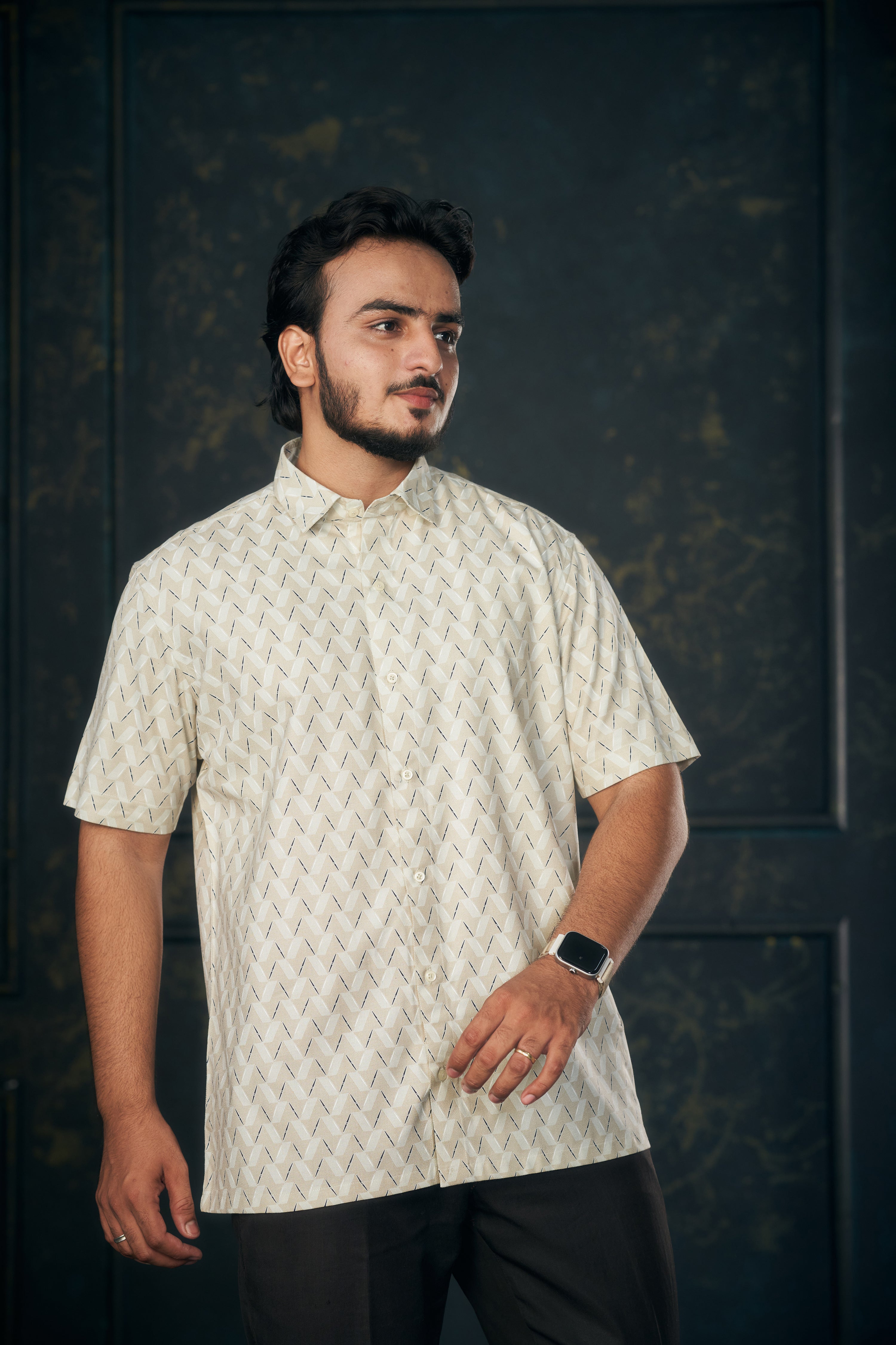 Mensoline Urban Luxe Beige Tweel Shirt.