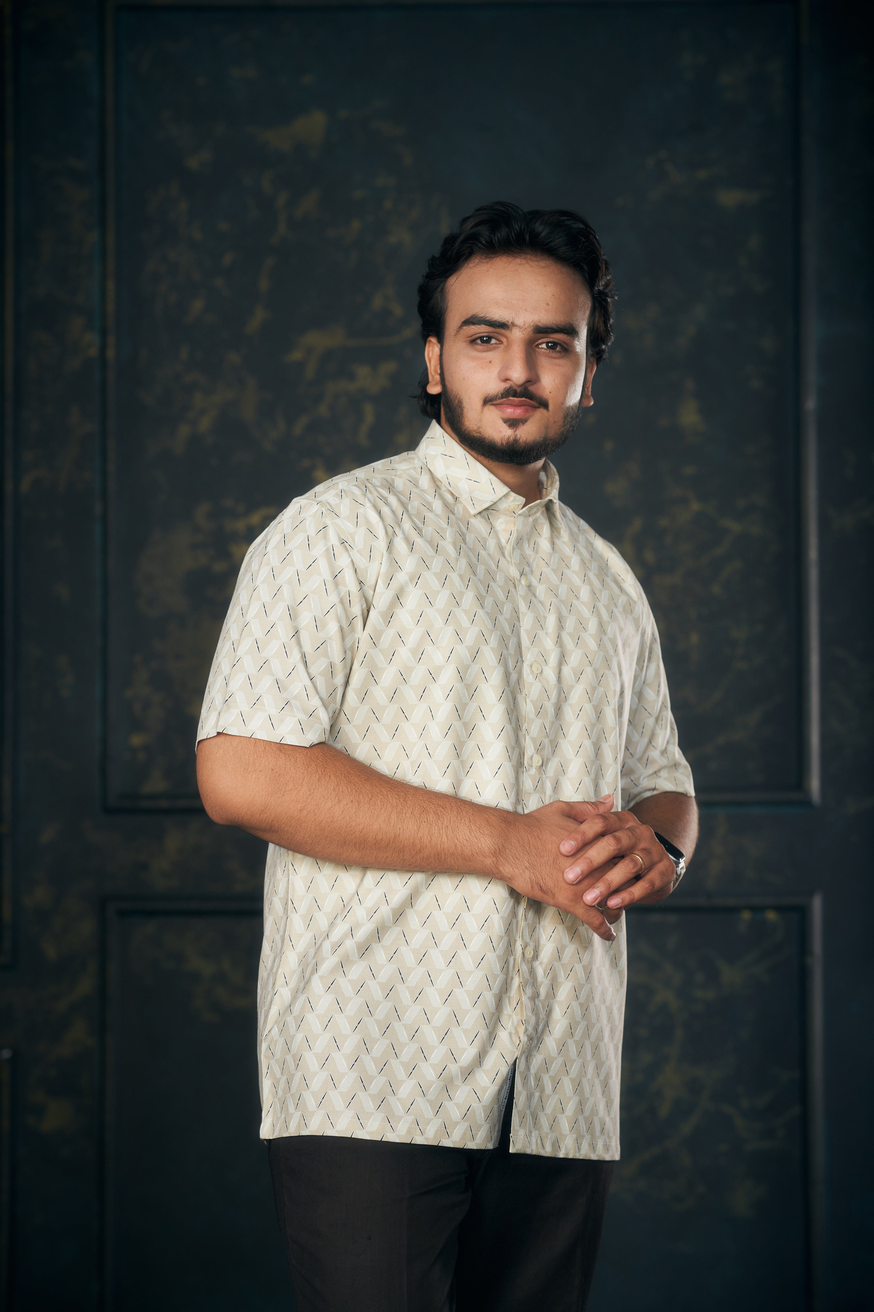 Mensoline Urban Luxe Beige Tweel Shirt.