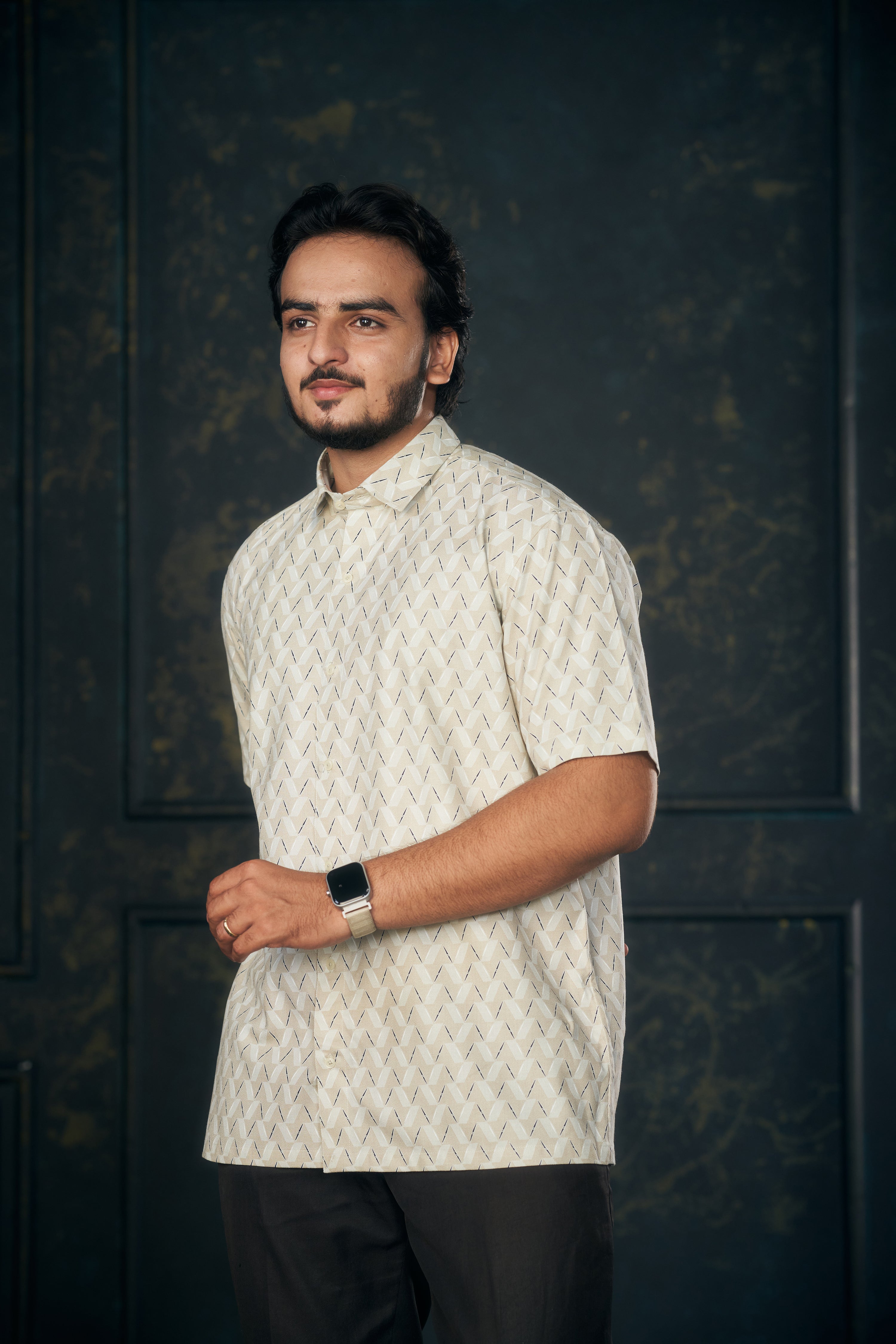 Mensoline Urban Luxe Beige Tweel Shirt.