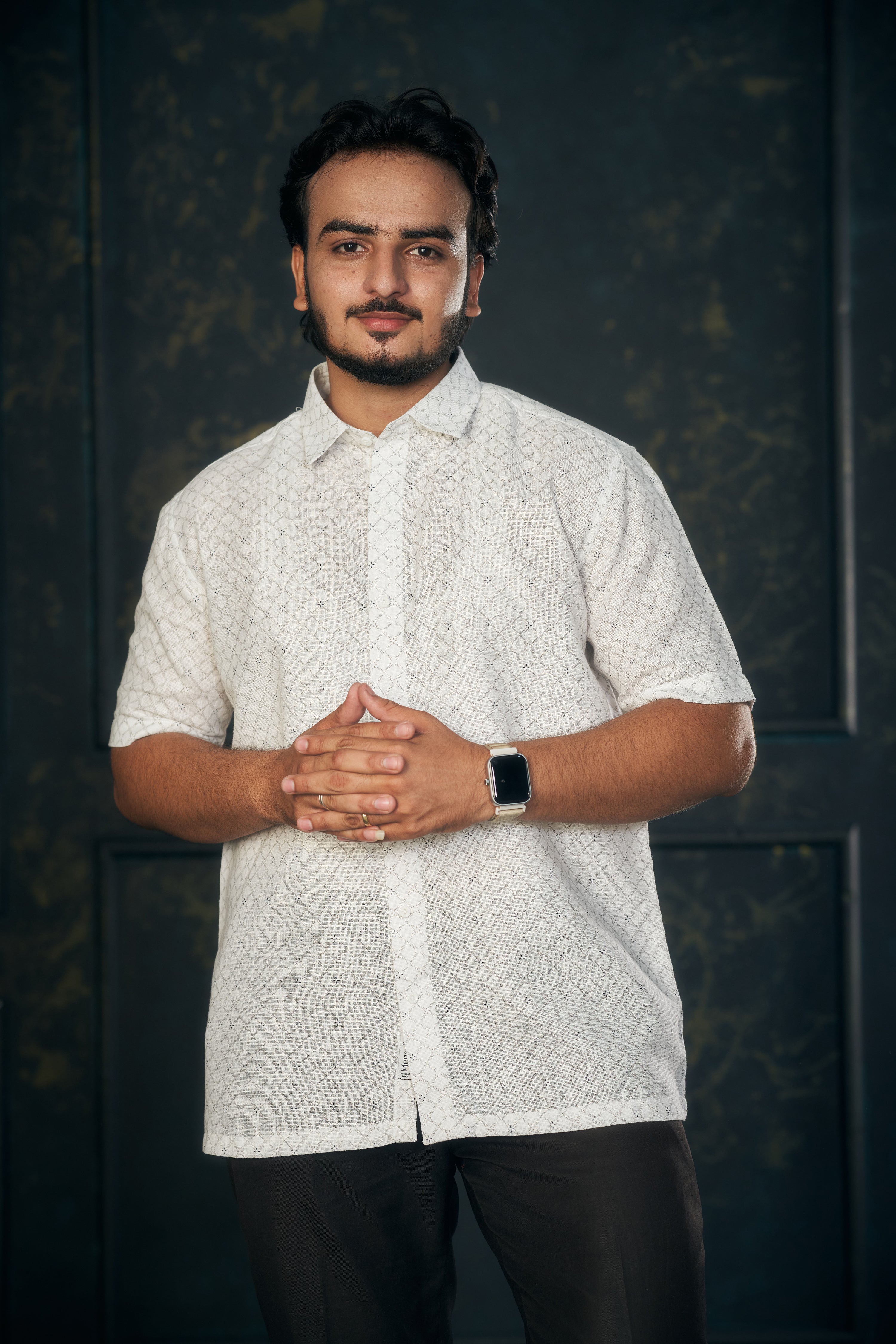 Mensoline Luxe Weave Cotton-Linen Shirt. (Grey)