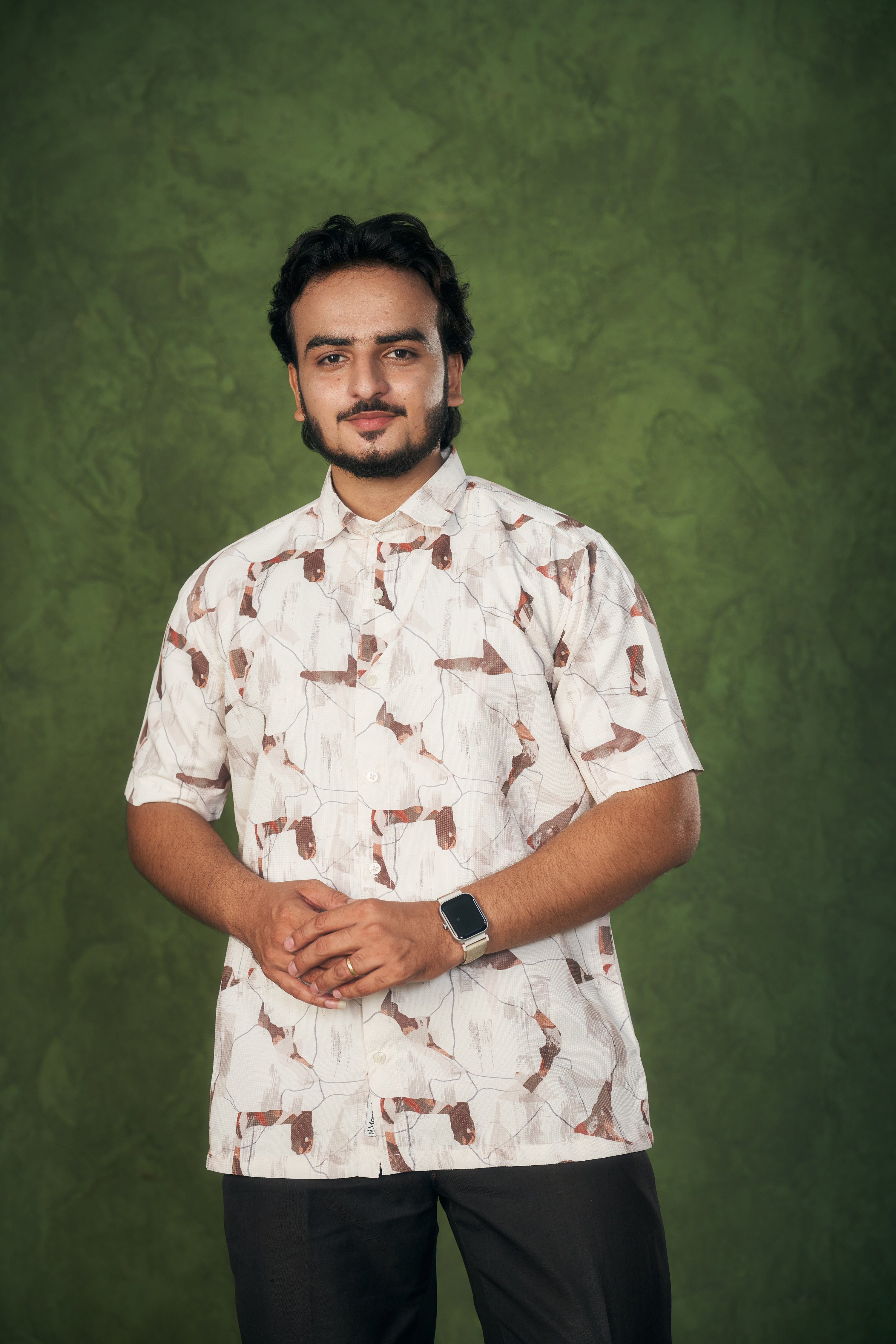 Mensoline Abstract Earth Print textured Shirt.