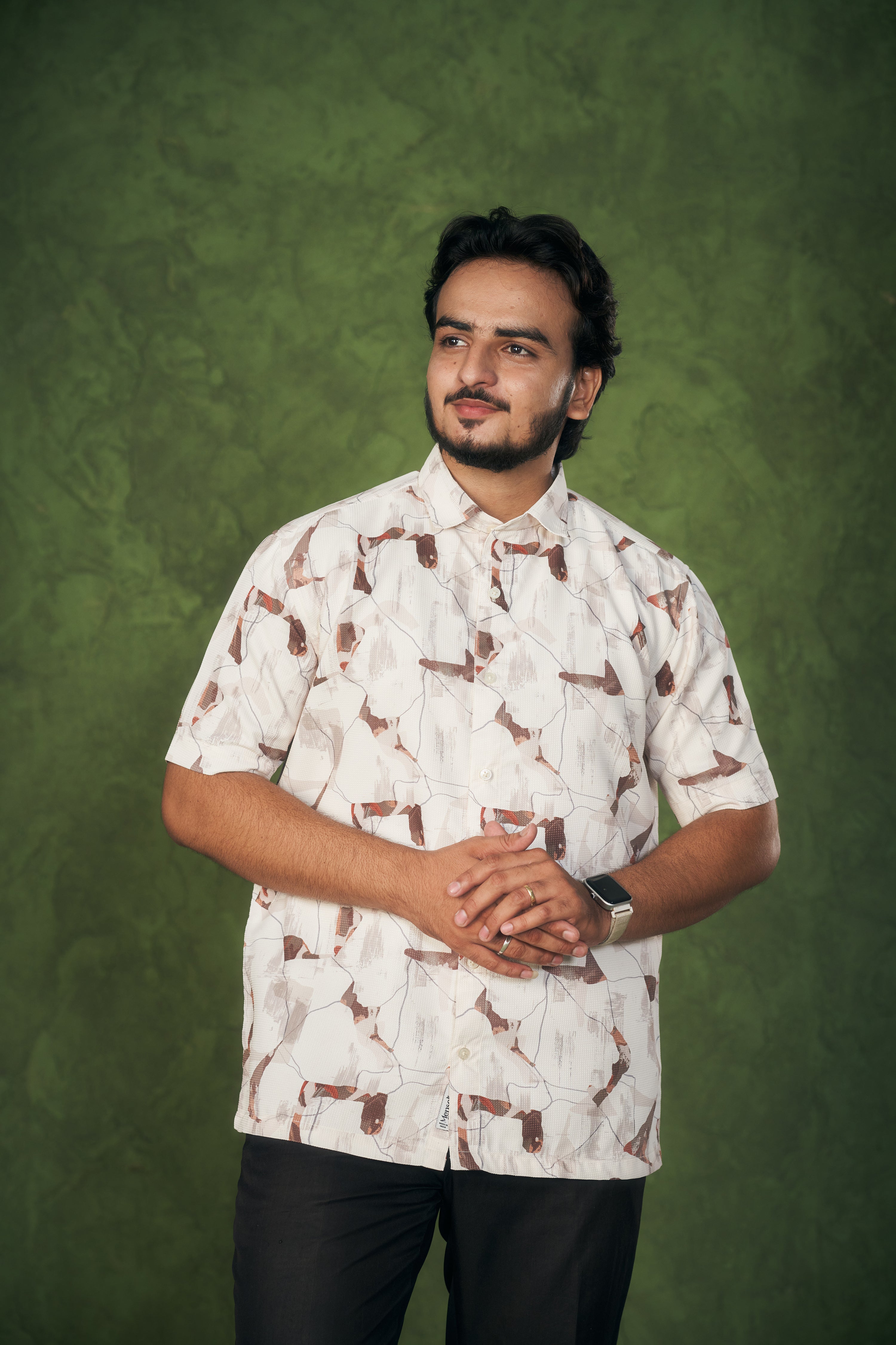 Mensoline Abstract Earth Print textured Shirt.