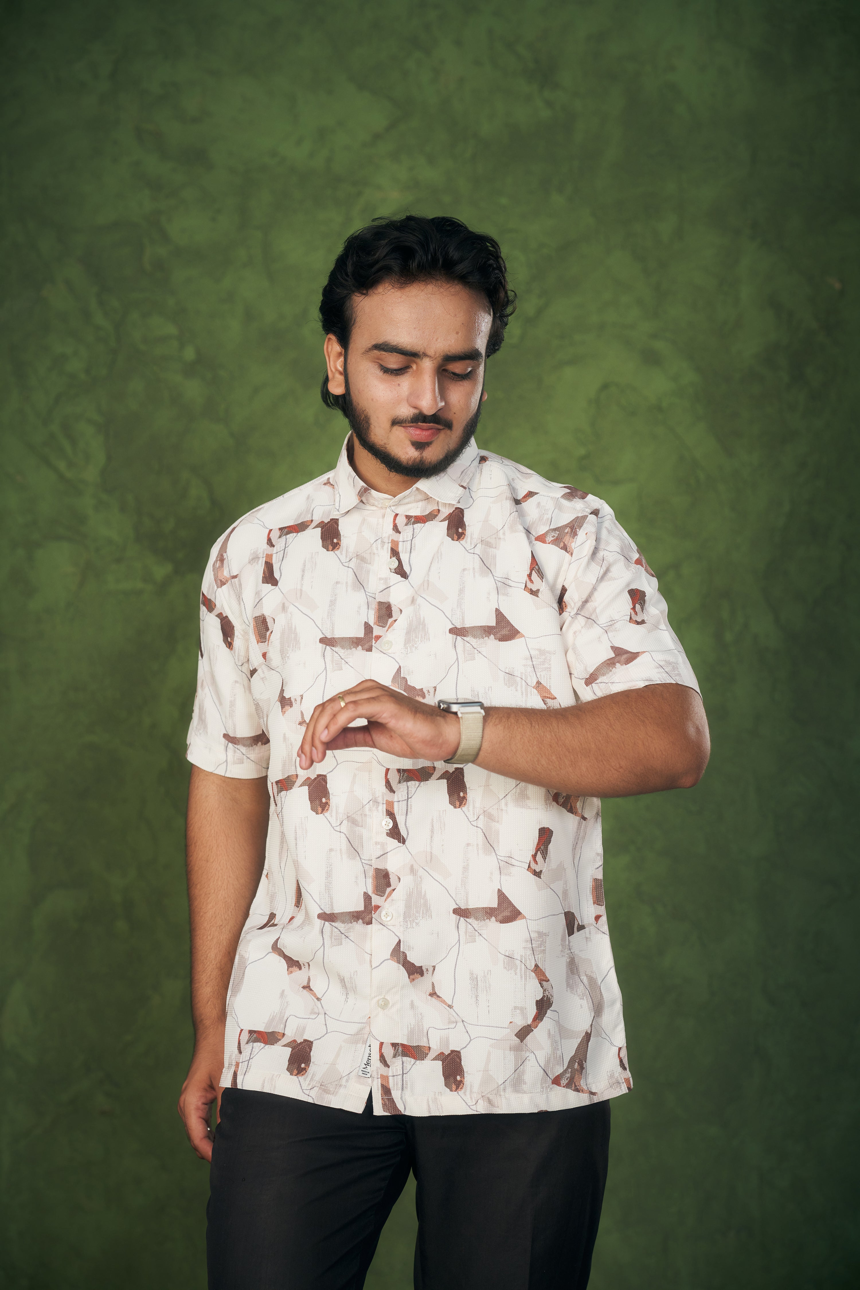 Mensoline Abstract Earth Print textured Shirt.