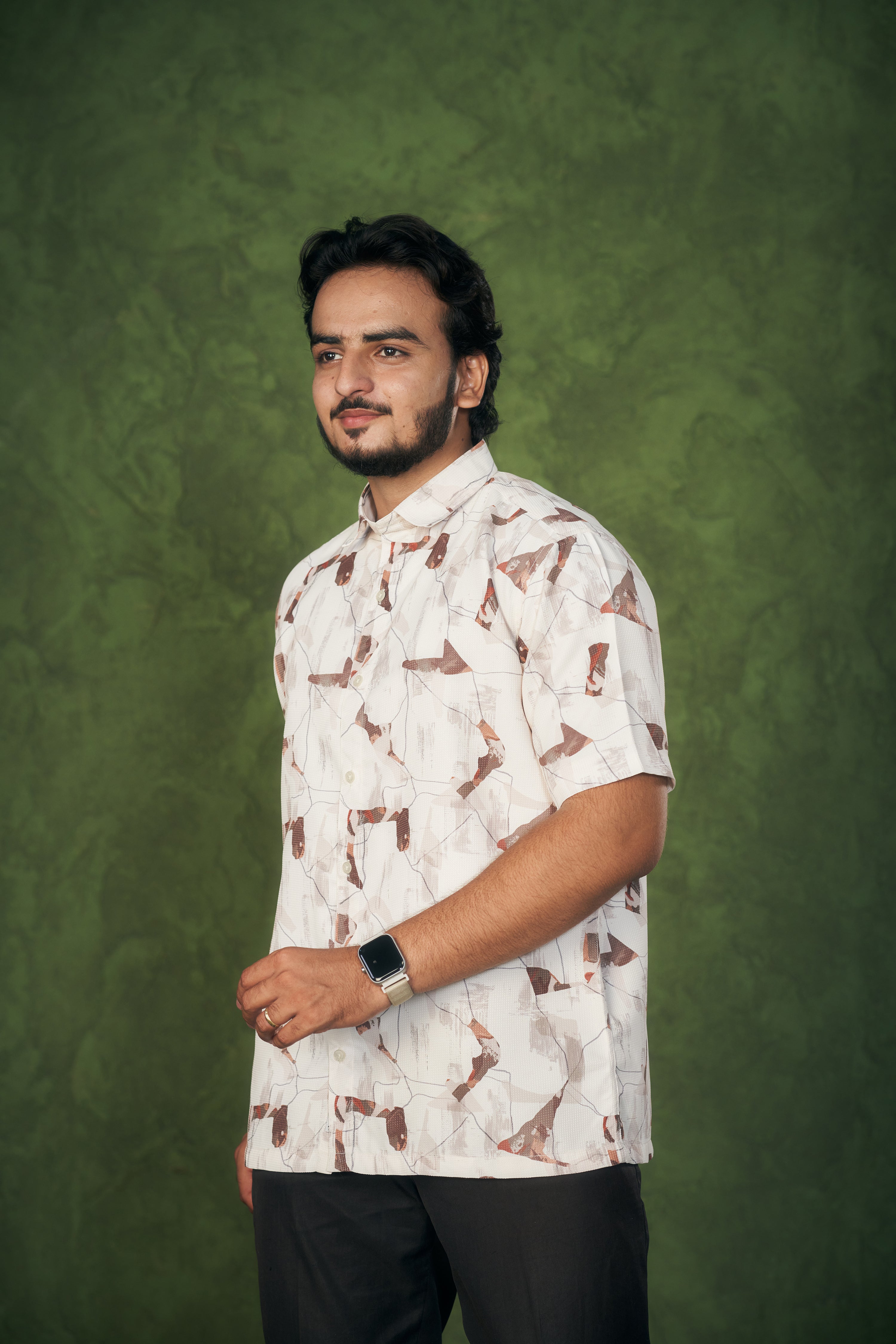 Mensoline Abstract Earth Print textured Shirt.