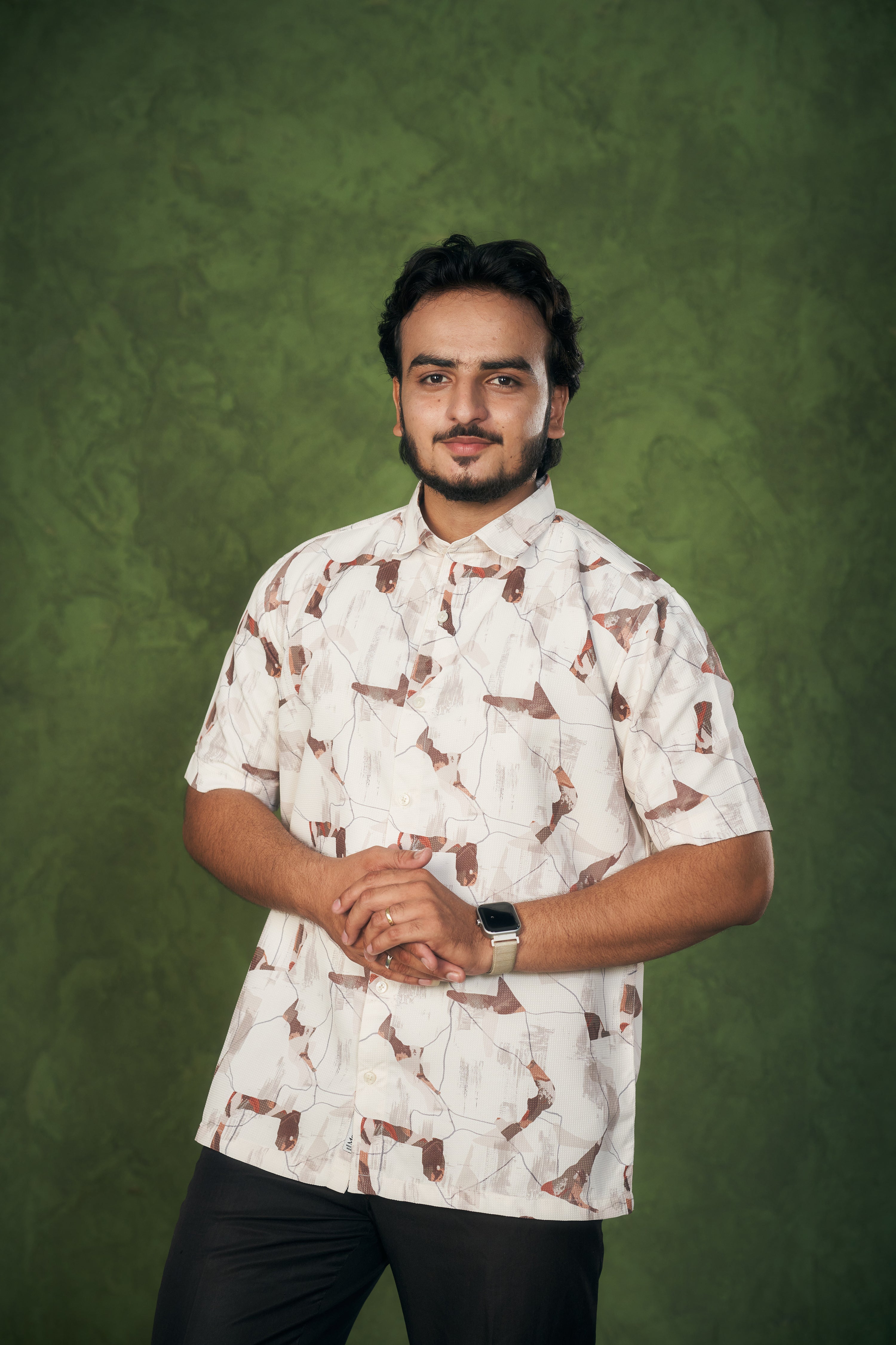 Mensoline Abstract Earth Print textured Shirt.