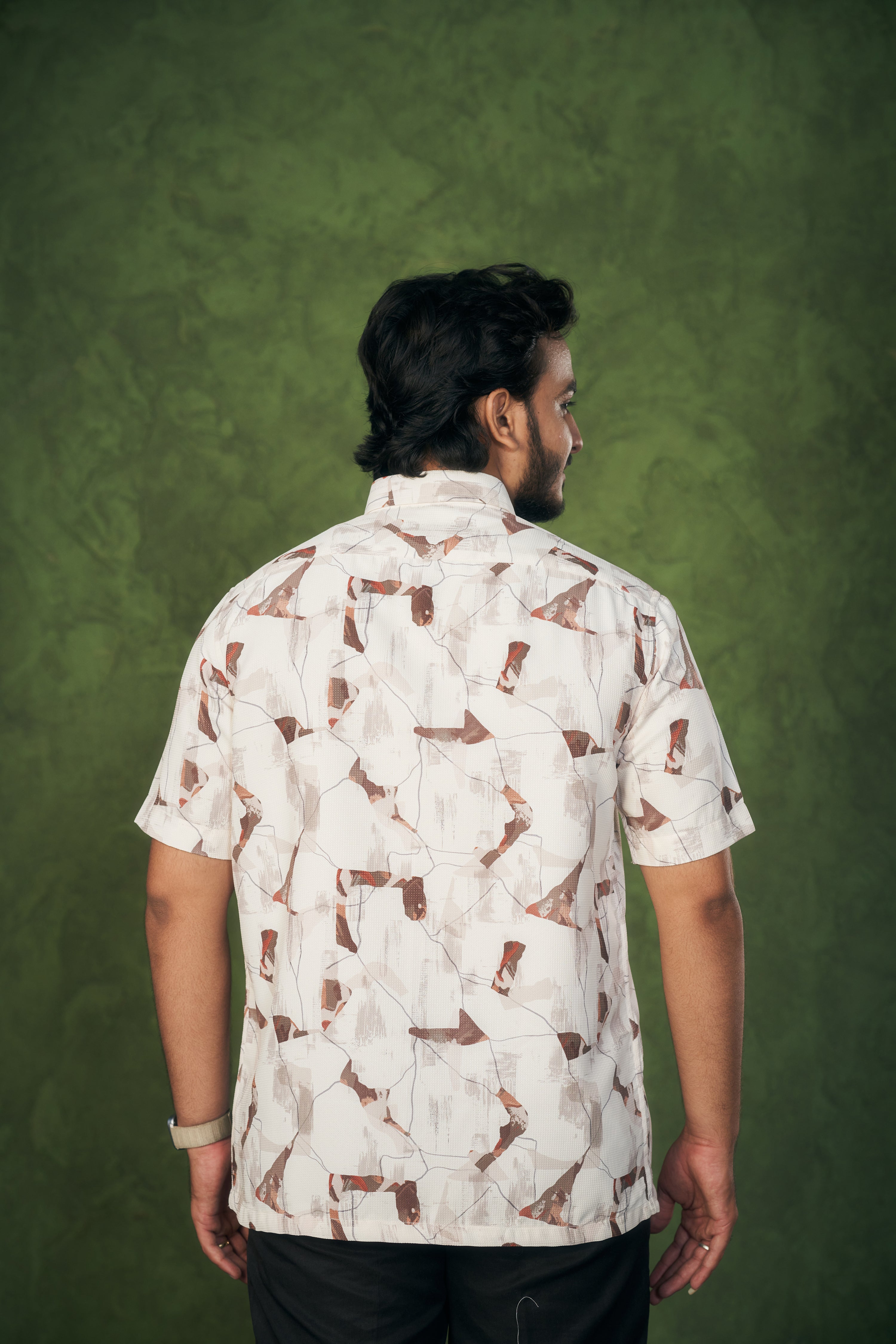 Mensoline Abstract Earth Print textured Shirt.