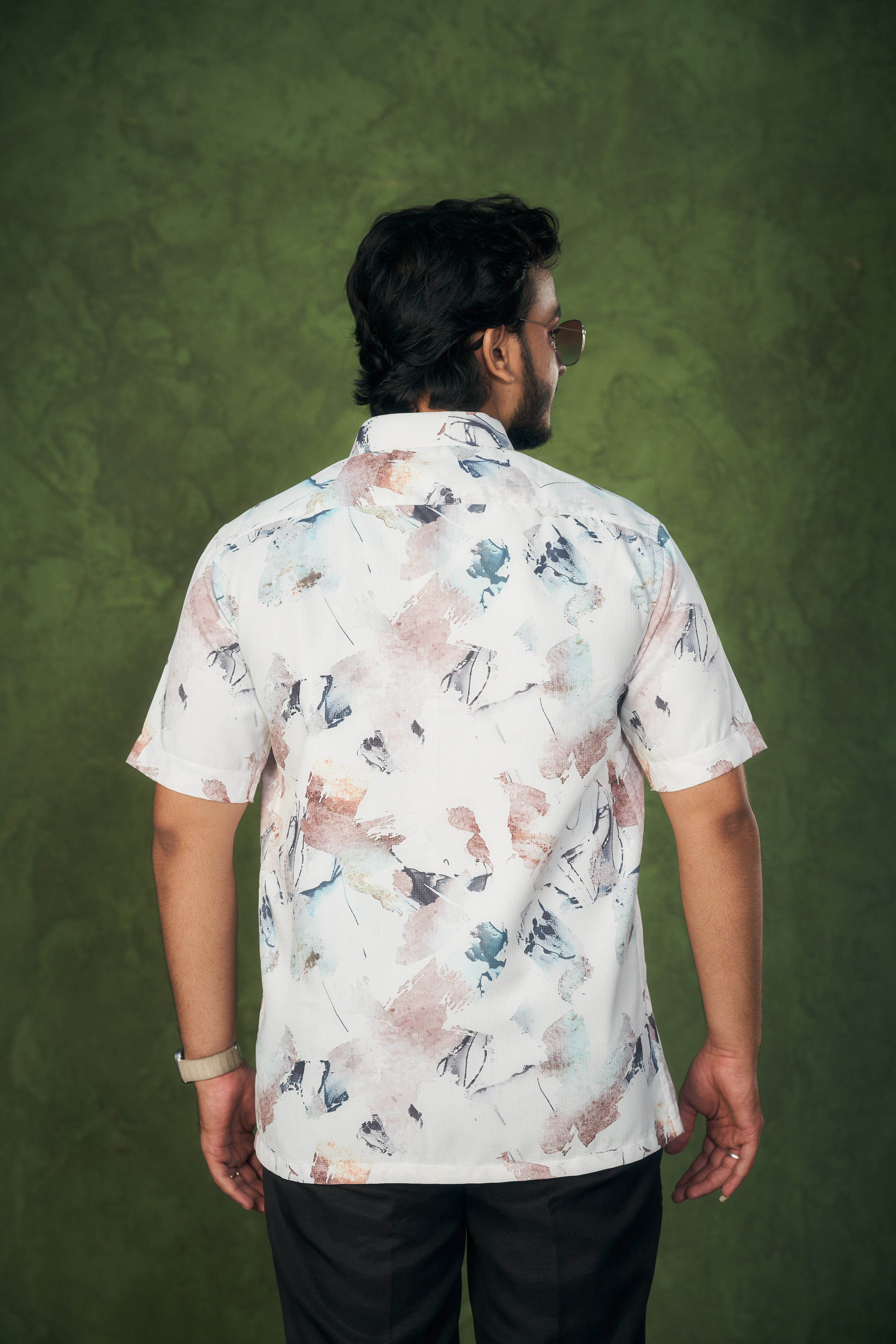 Mensoline Textured Shirt for Men Abstract Brushstroke Design.