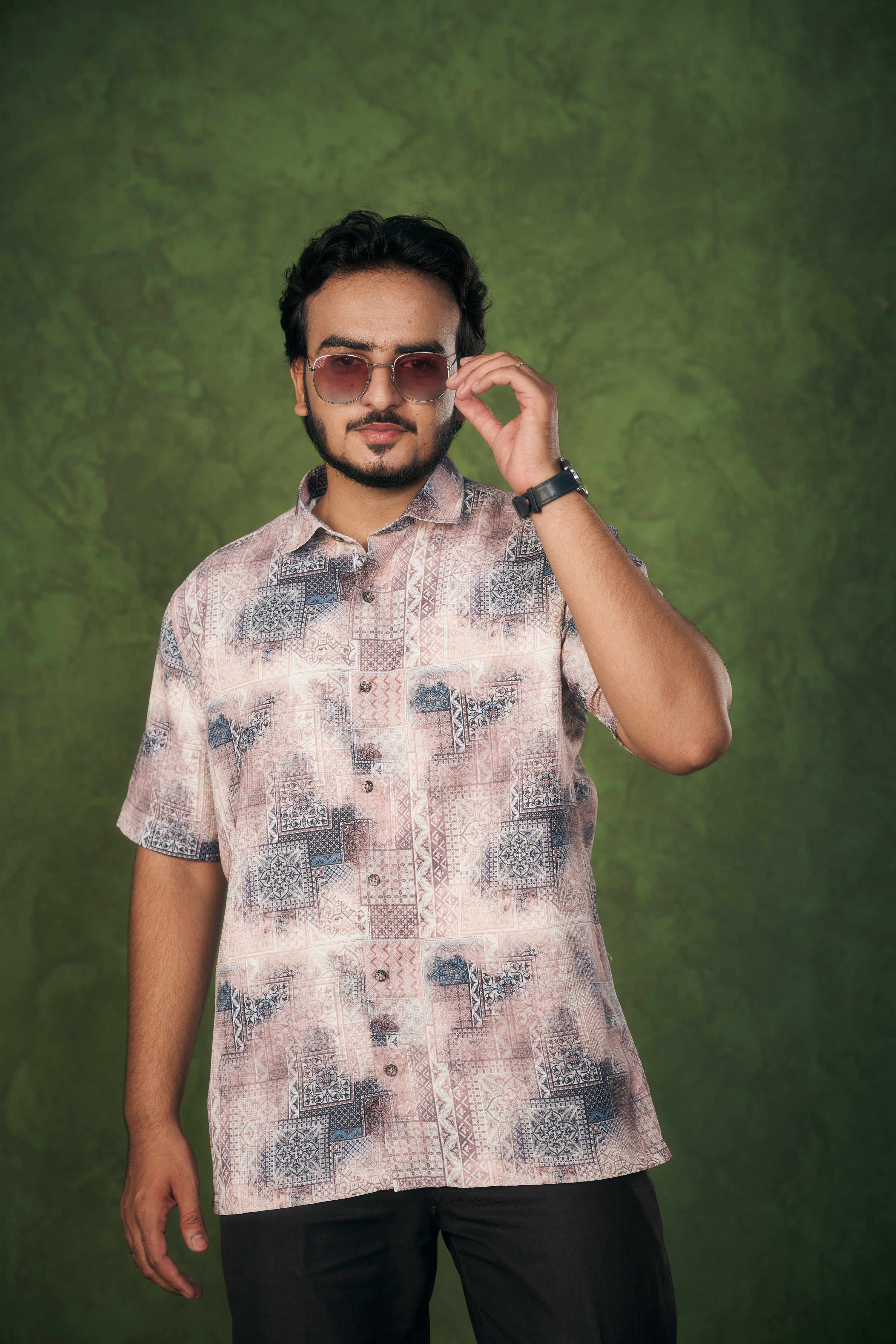 Mensoline Ethnic Breeze Printed Cotton Shirt for Men.