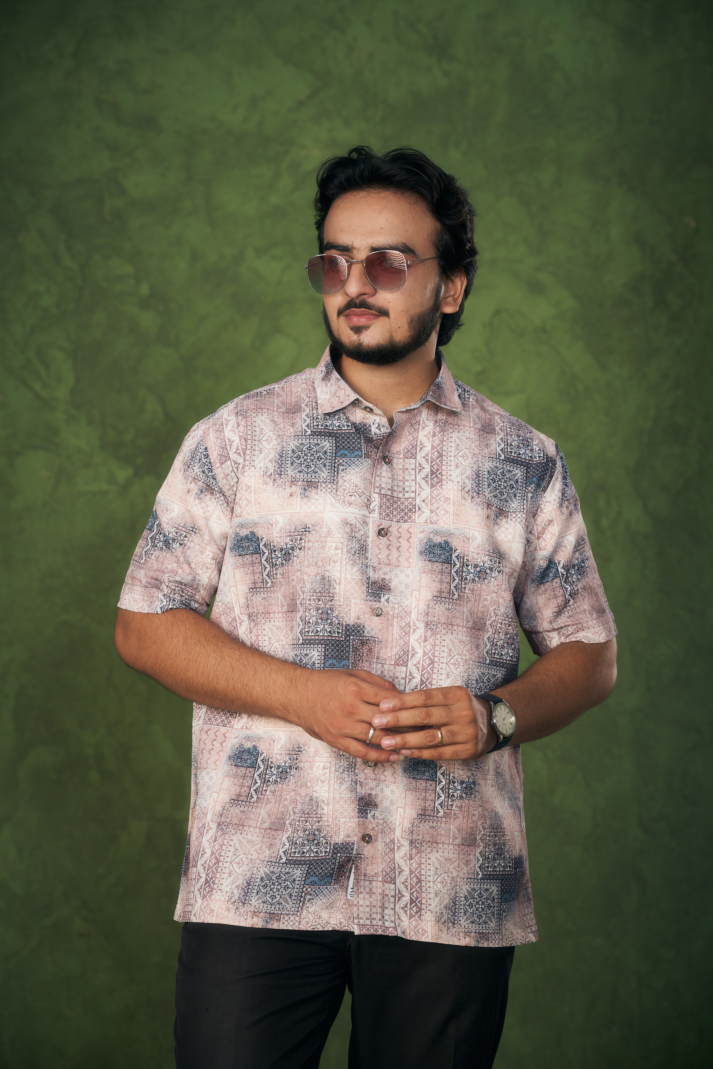 Mensoline Ethnic Breeze Printed Cotton Shirt for Men.