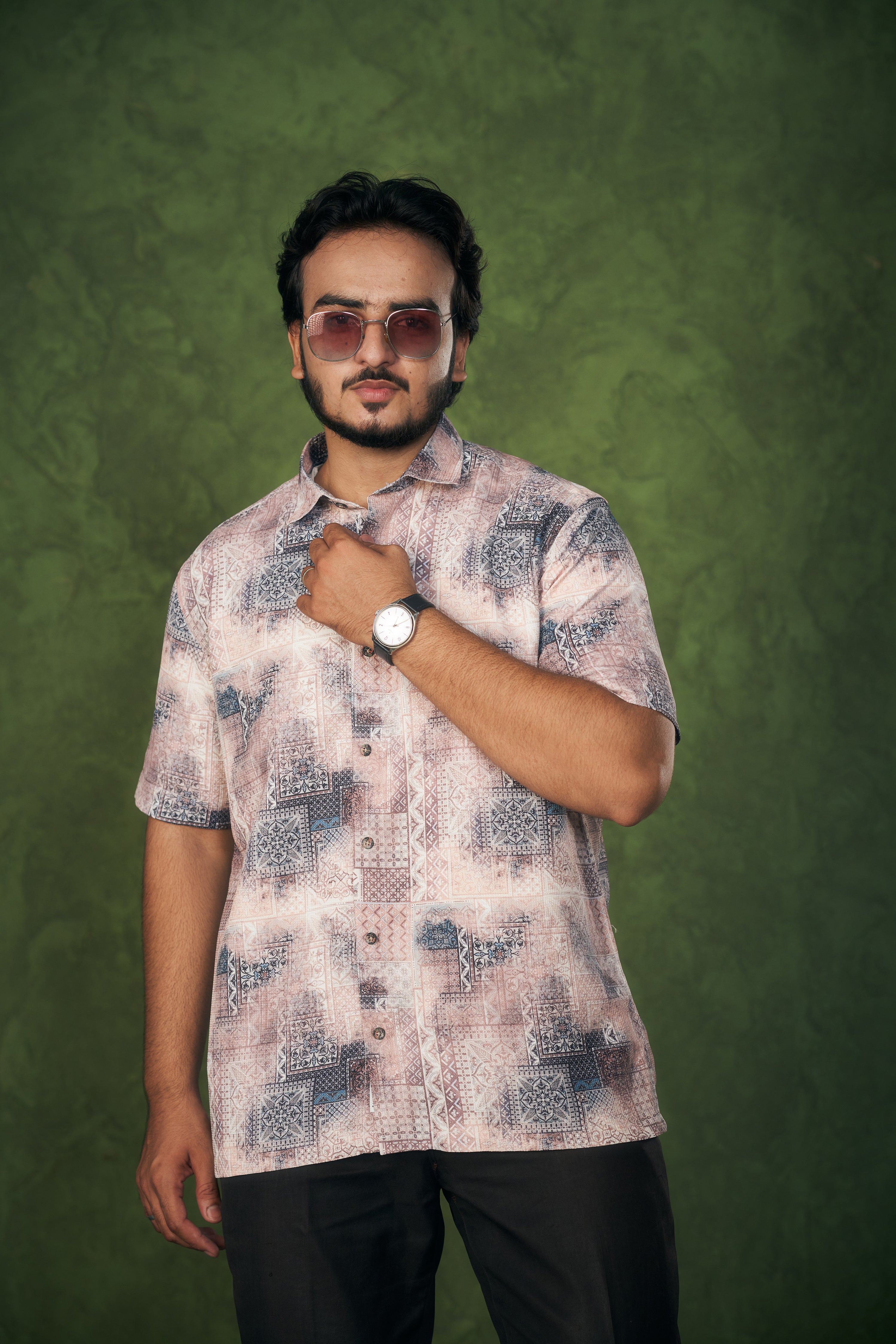 Mensoline Ethnic Breeze Printed Cotton Shirt for Men.