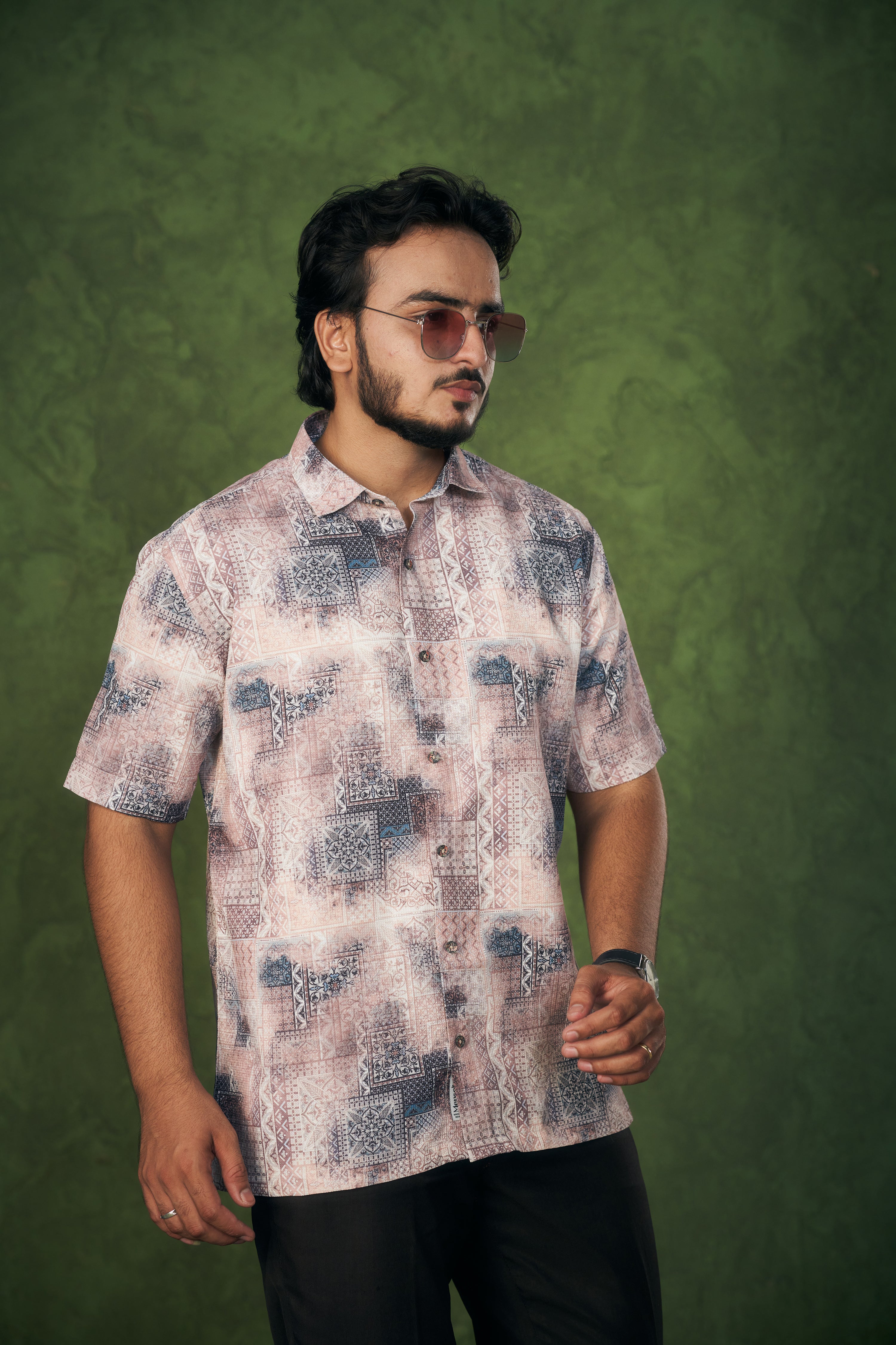 Mensoline Ethnic Breeze Printed Cotton Shirt for Men.