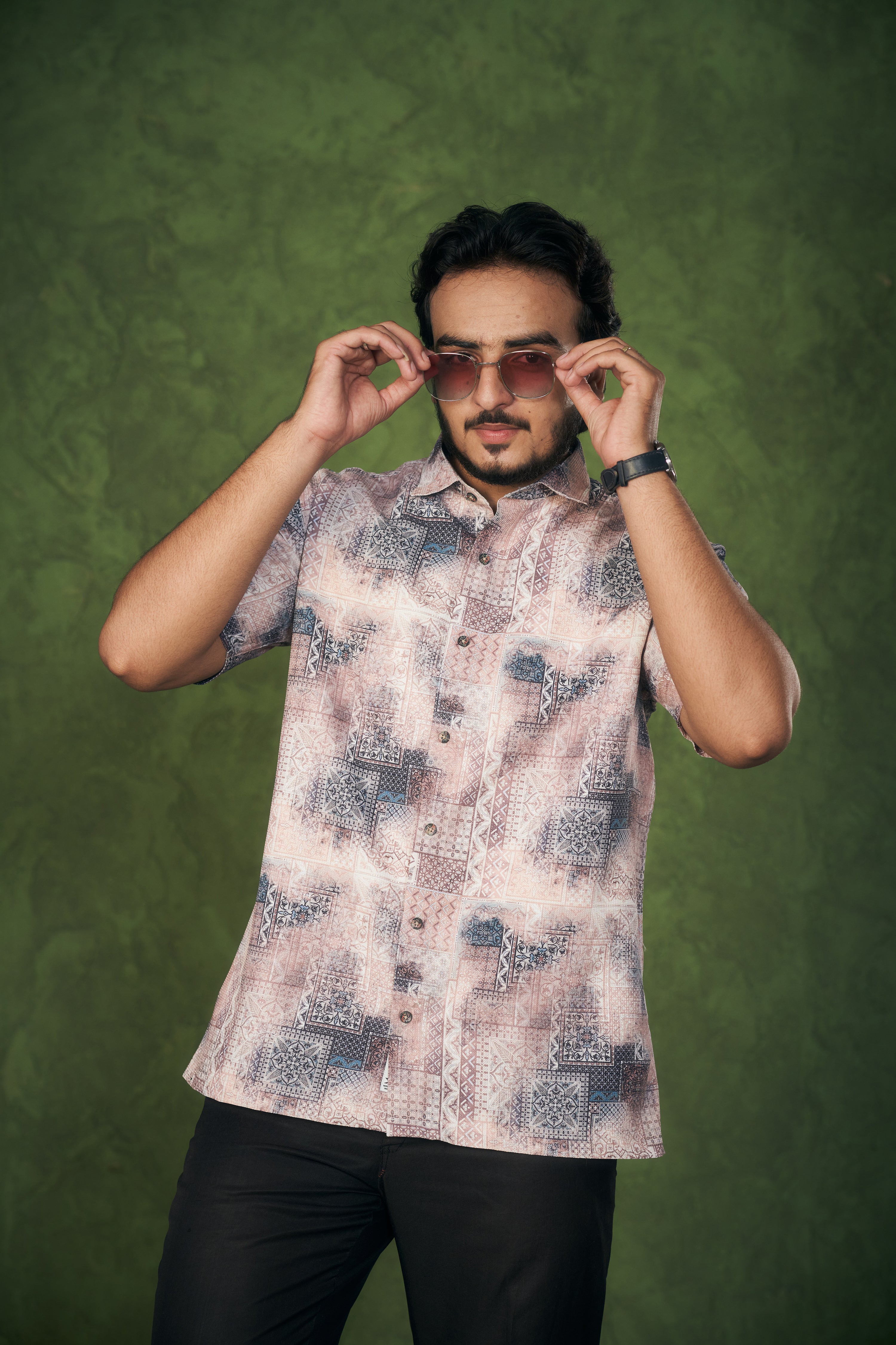 Mensoline Ethnic Breeze Printed Cotton Shirt for Men.