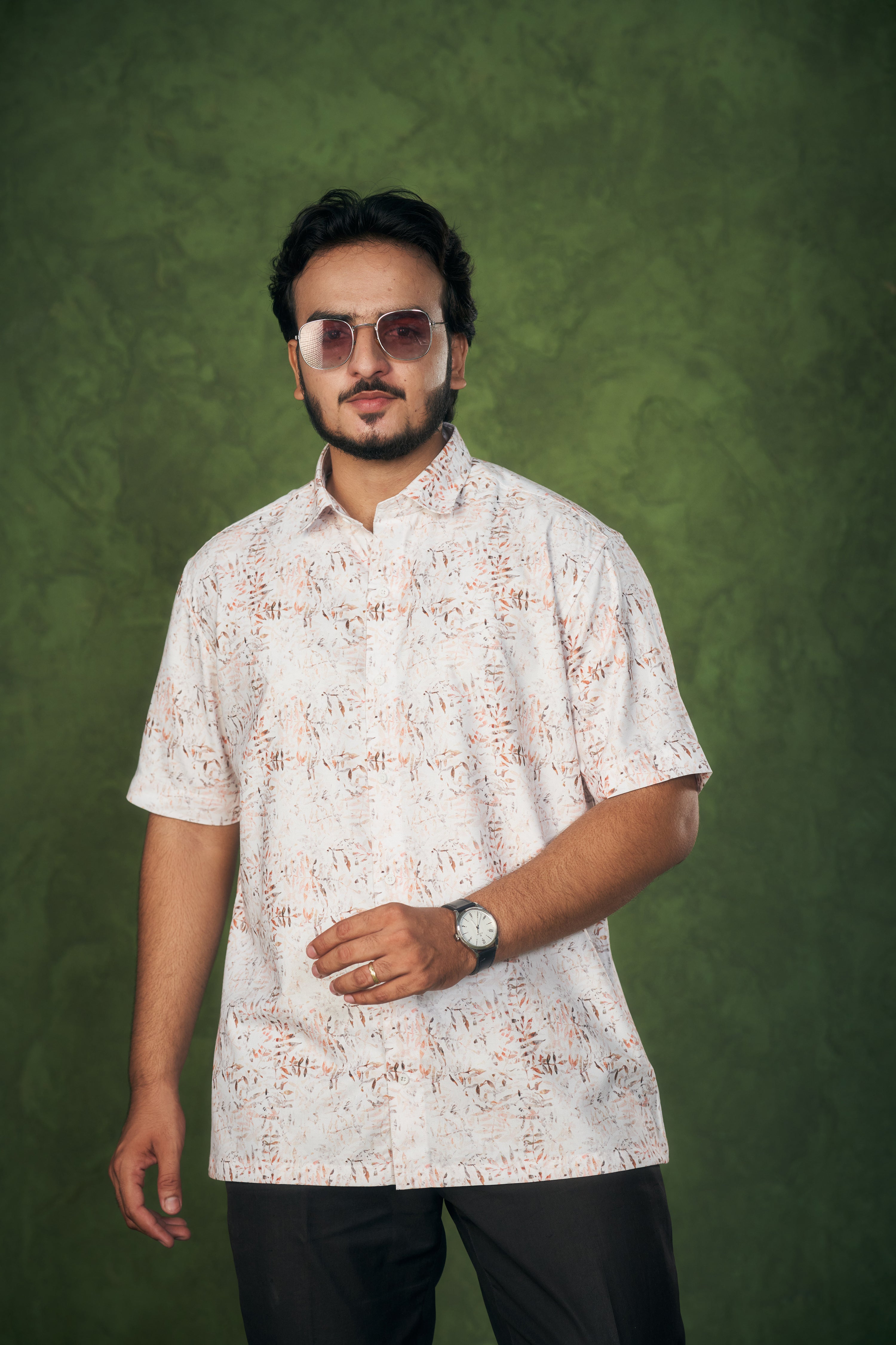 Mensoline Premium Abstract Leaf Print Shirt.