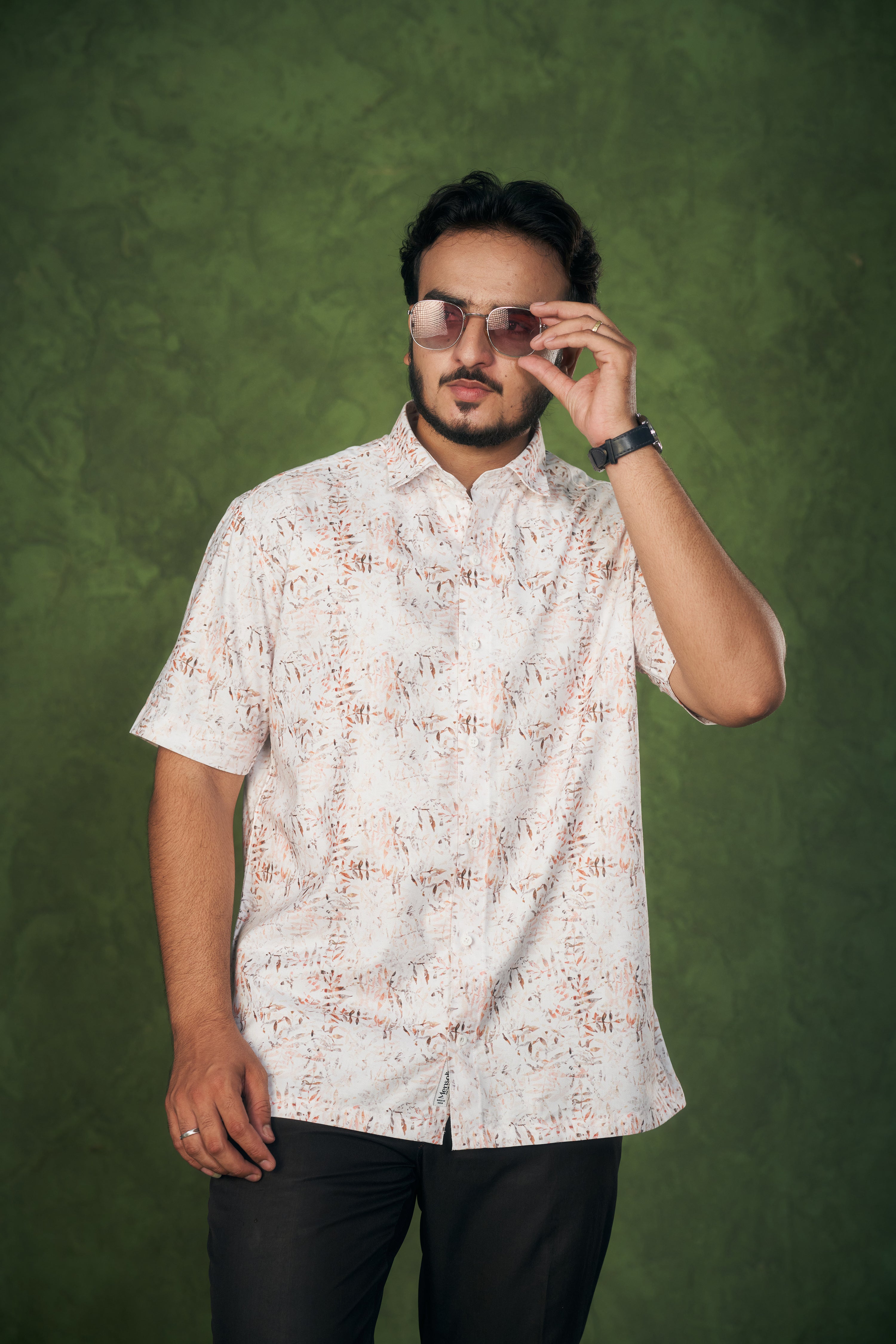 Mensoline Premium Abstract Leaf Print Shirt.