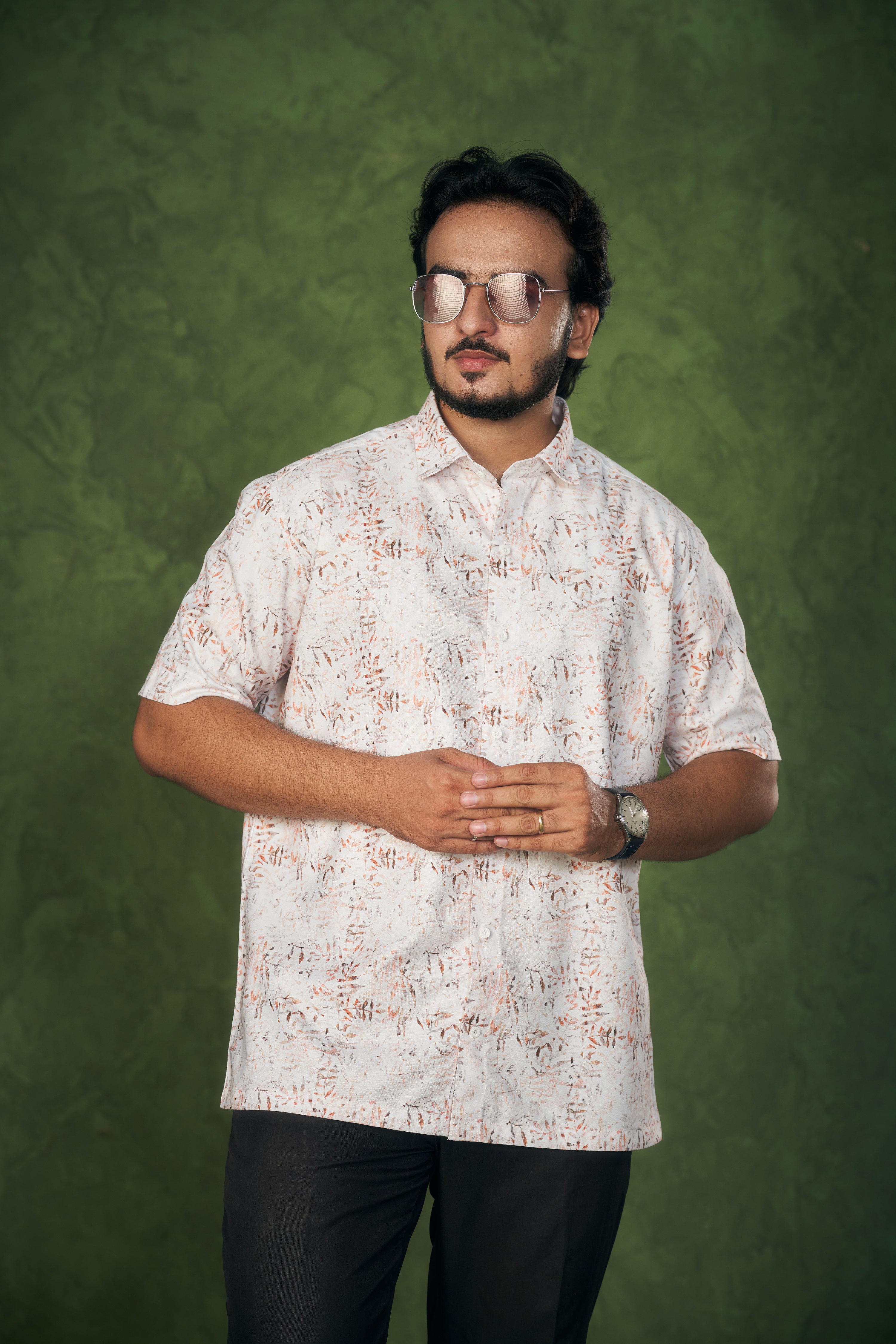 Mensoline Premium Abstract Leaf Print Shirt.