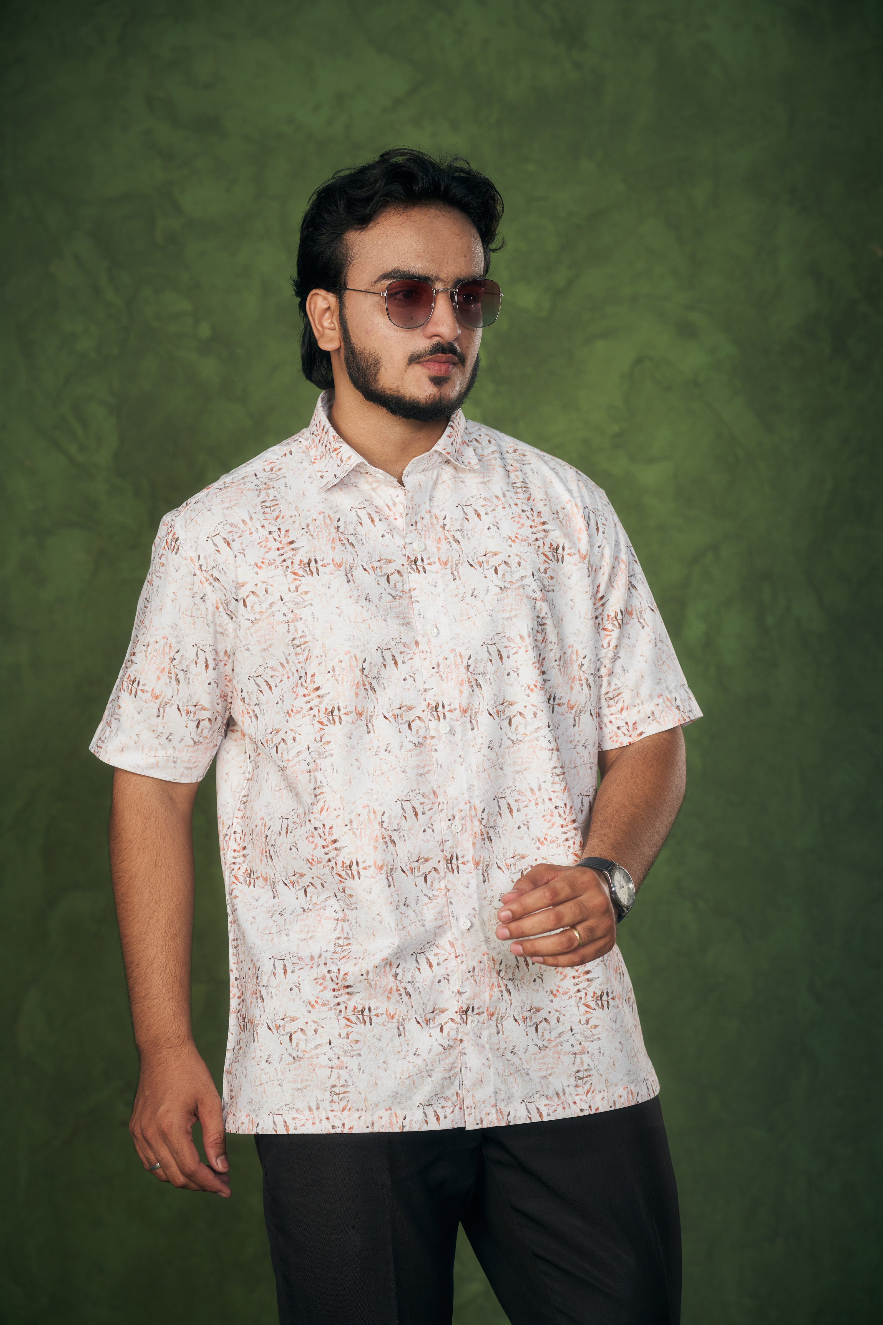 Mensoline Premium Abstract Leaf Print Shirt.