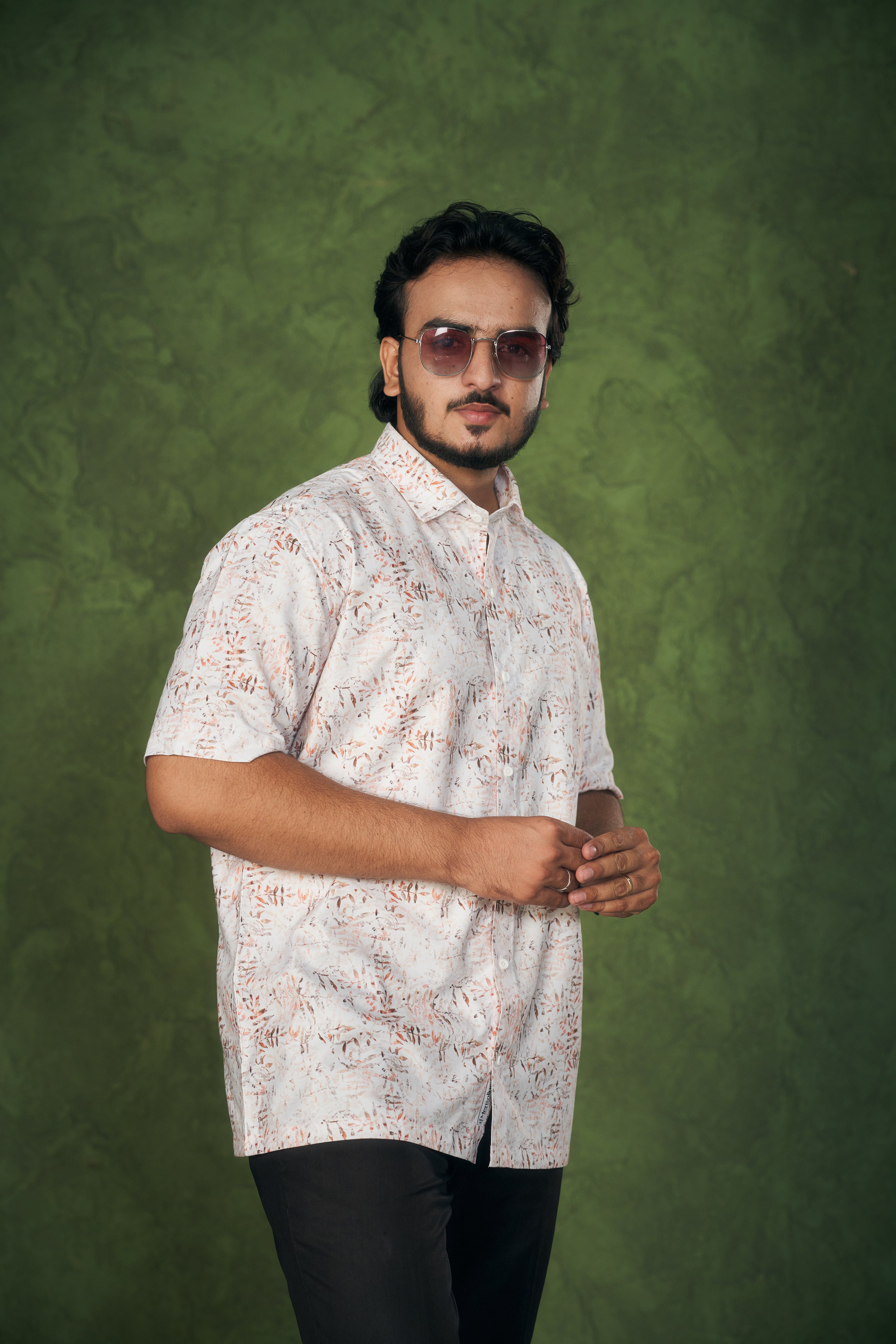 Mensoline Premium Abstract Leaf Print Shirt.