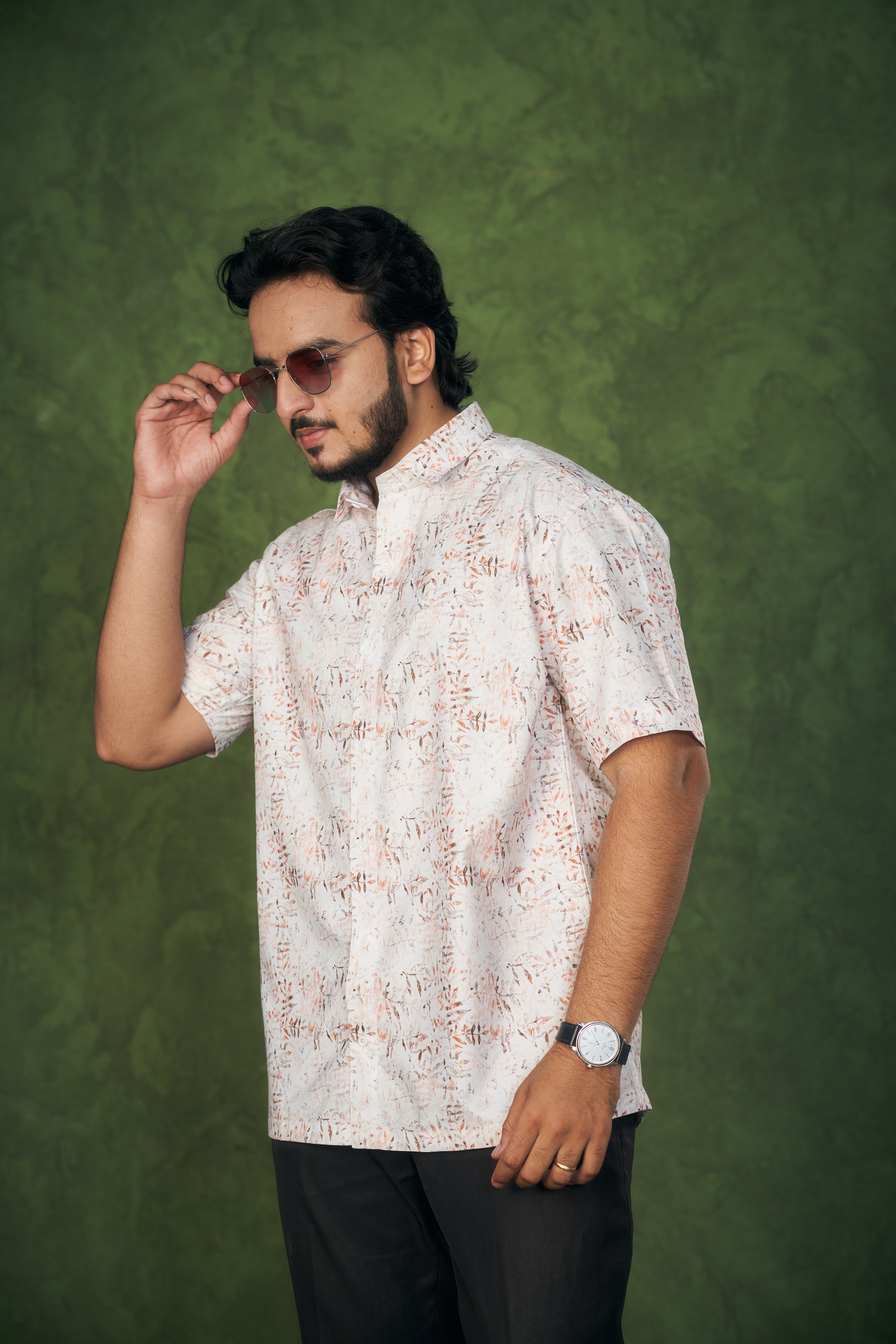 Mensoline Premium Abstract Leaf Print Shirt.