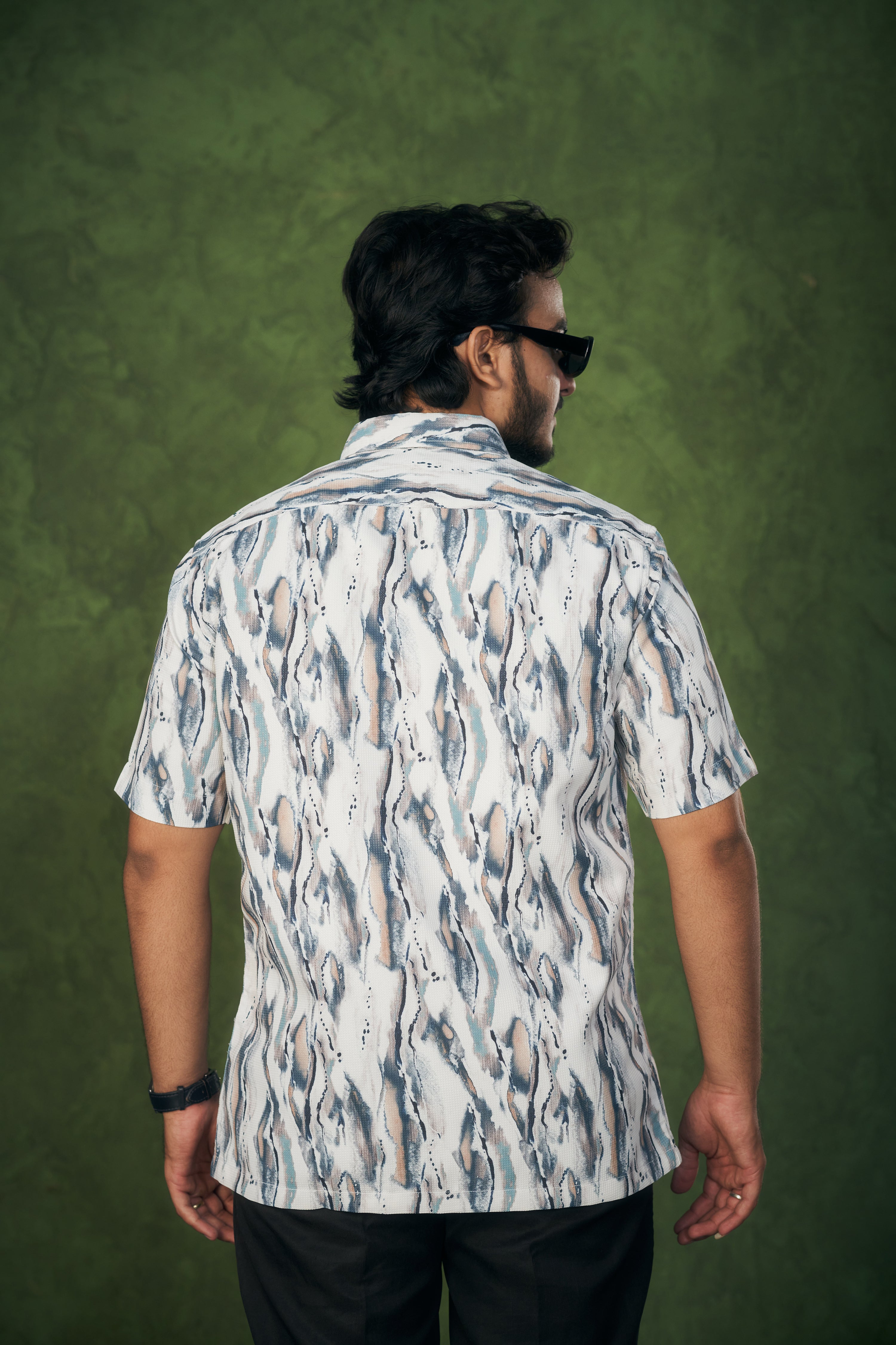 Mensoline Men's Textured Abstract Printed Mix Cotton Shirt.