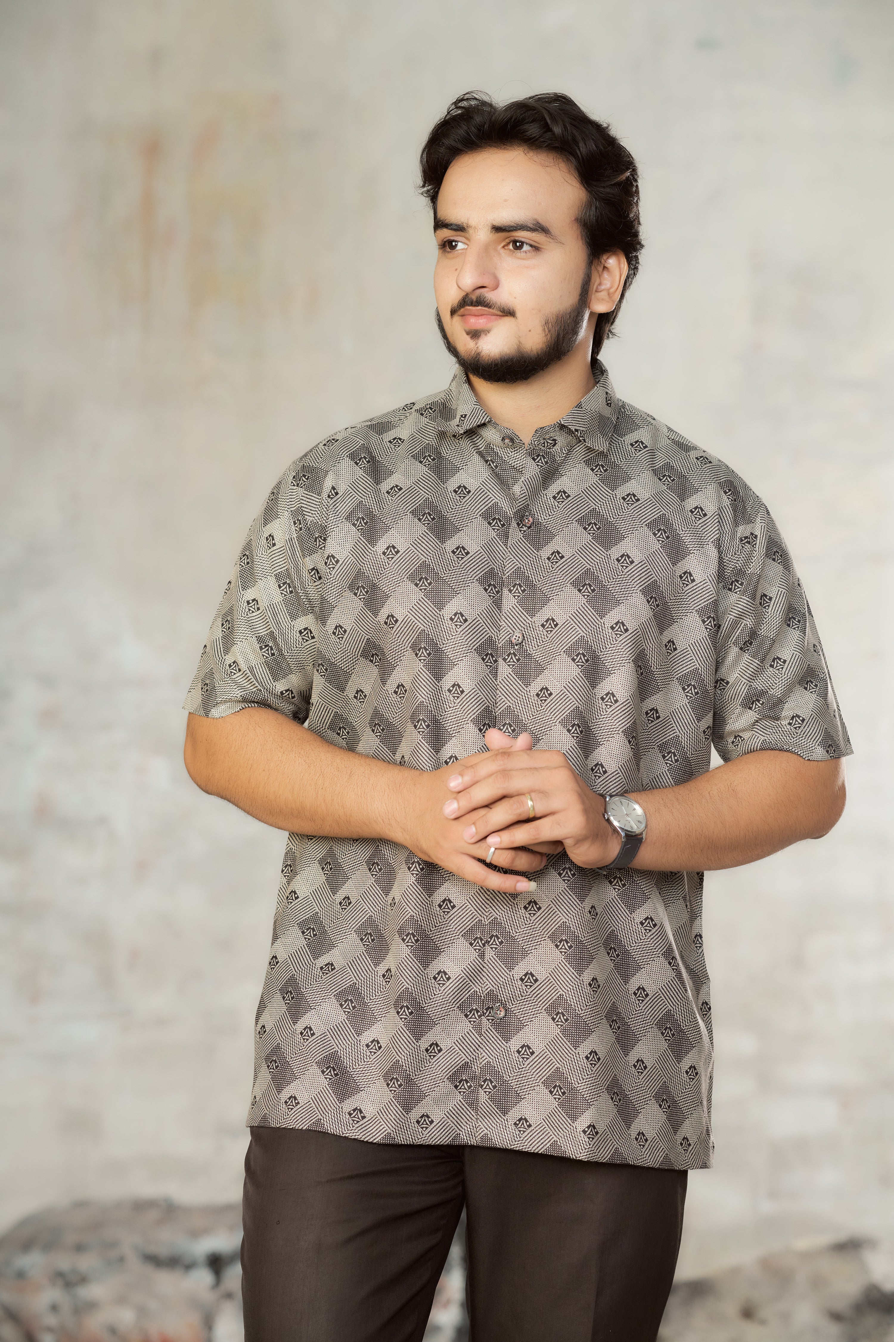 Mensoline Men's Lightweight Printed Shirt in Smooth Lycra.