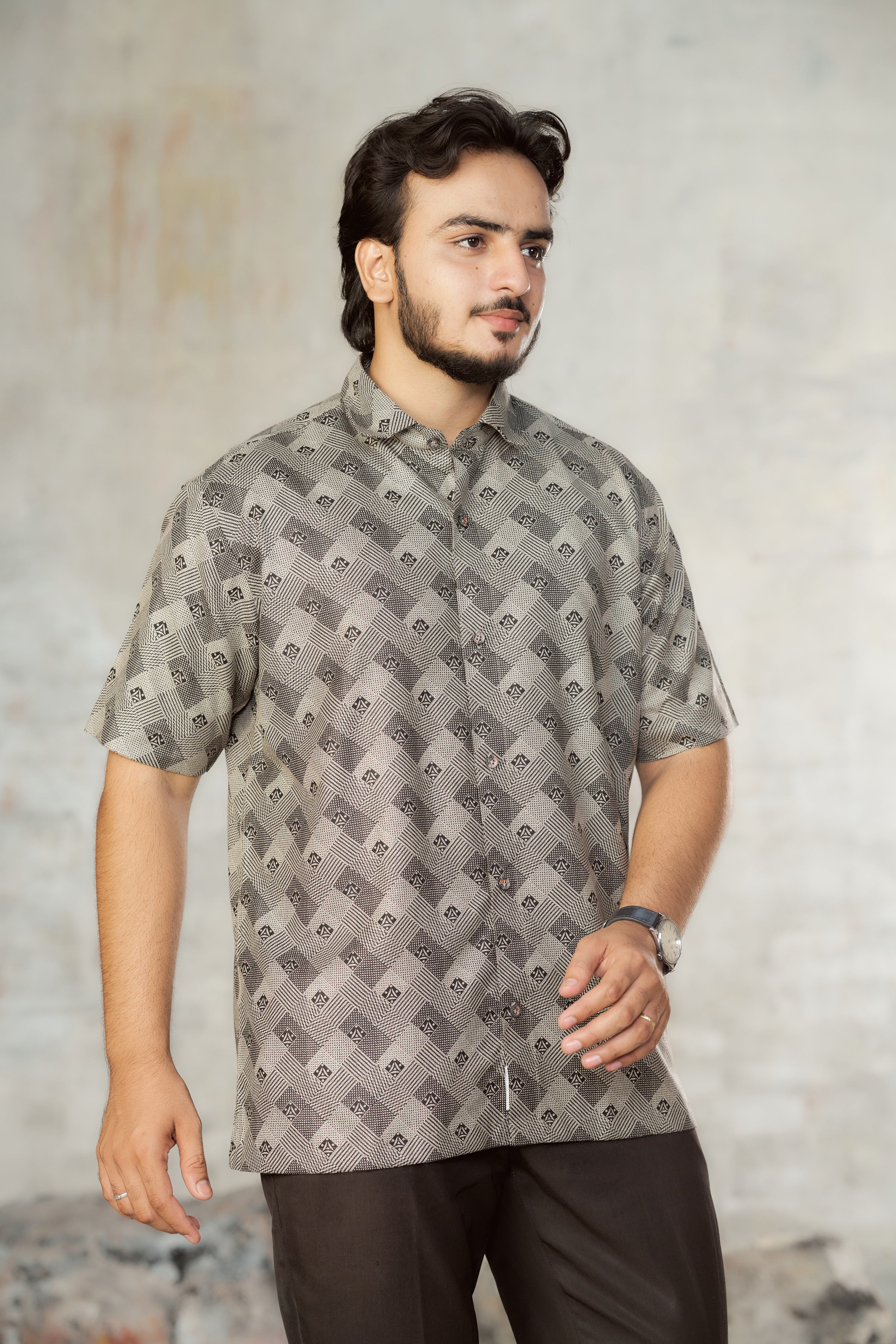 Mensoline Men's Lightweight Printed Shirt in Smooth Lycra.