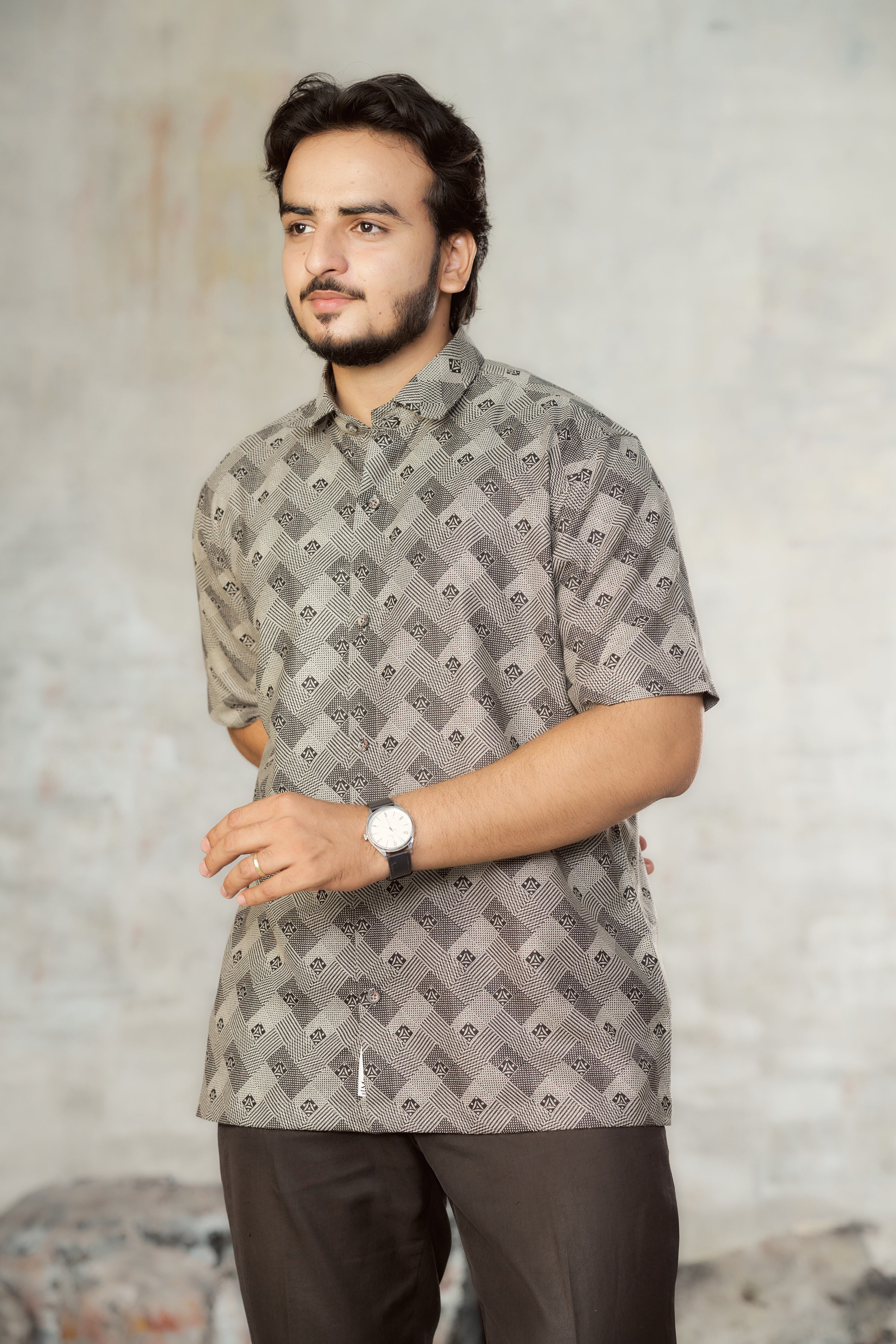 Mensoline Men's Lightweight Printed Shirt in Smooth Lycra.