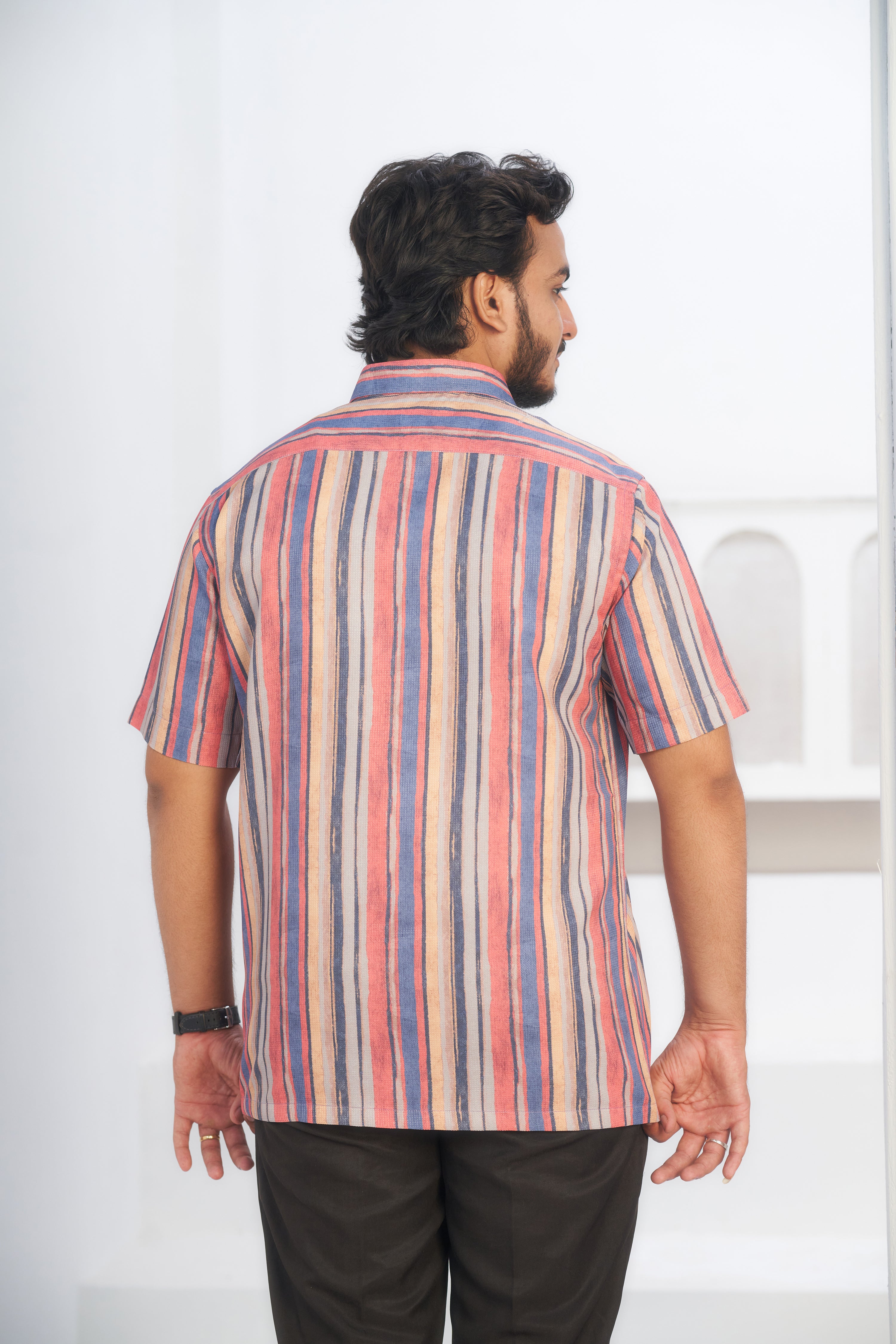 Mensoline Men's Multicolor Vertical Striped Lightweight Shirt.
