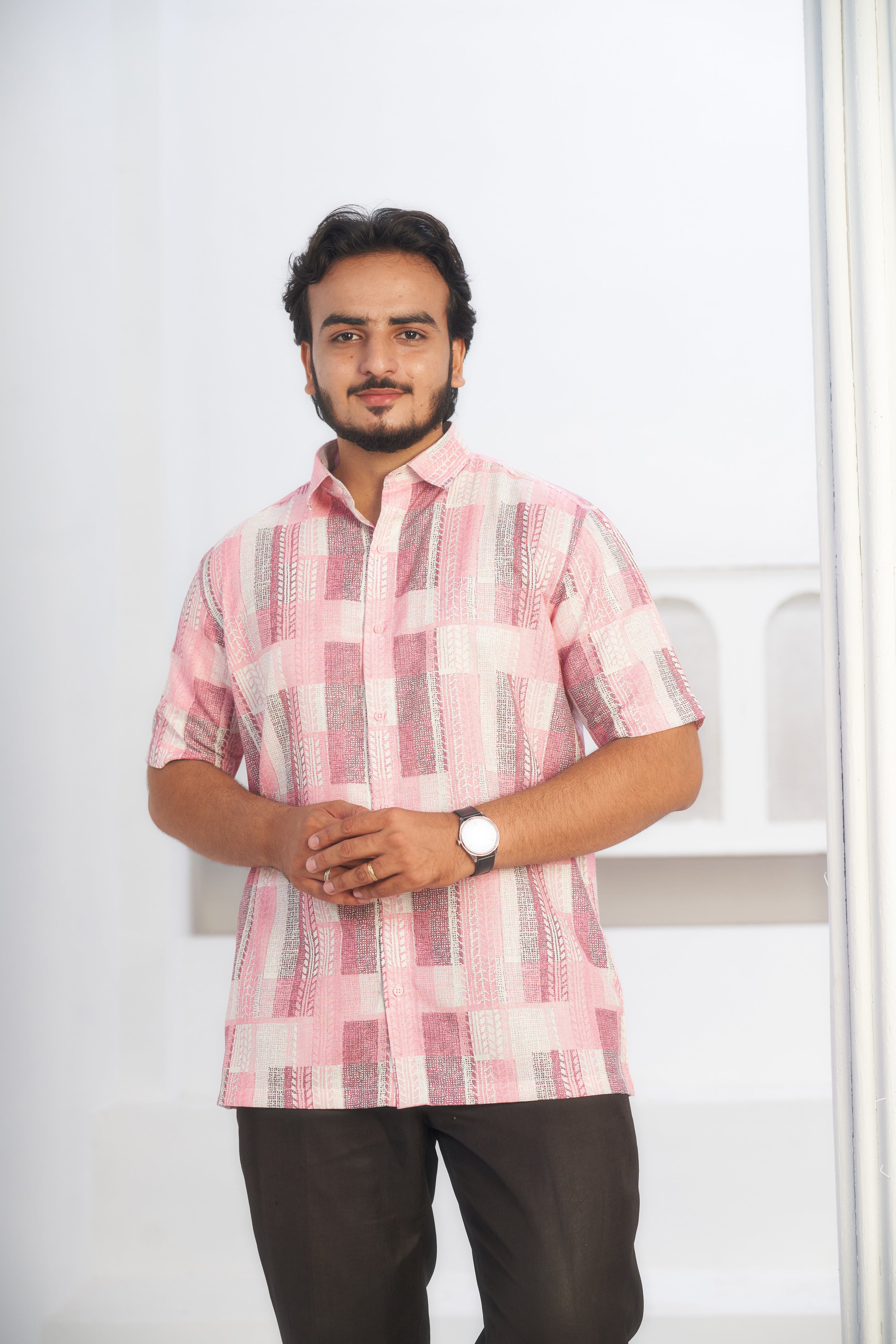 Mensoline Cotton-Linen Printed Casual Shirt for Men.