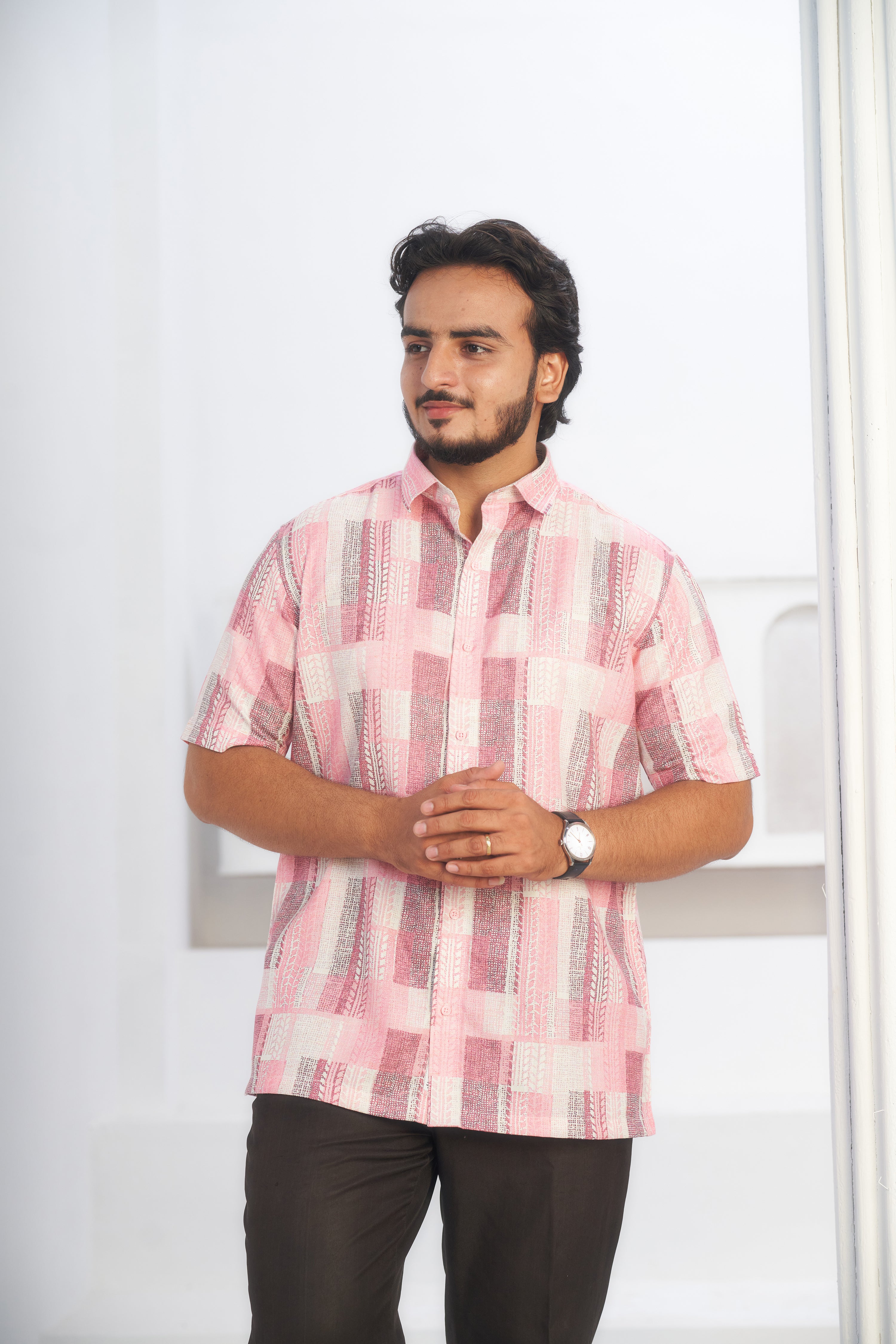 Mensoline Cotton-Linen Printed Casual Shirt for Men.