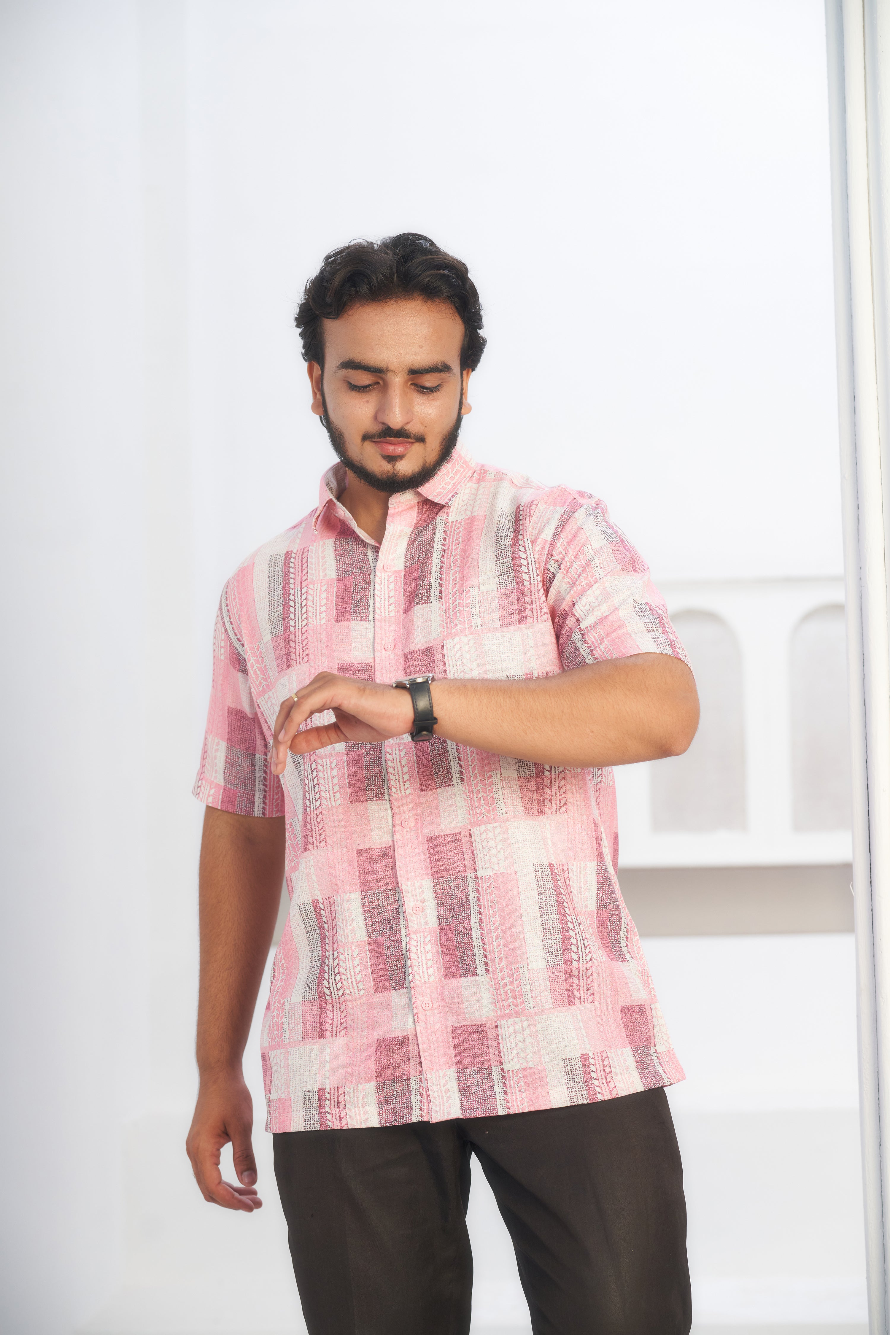 Mensoline Cotton-Linen Printed Casual Shirt for Men.