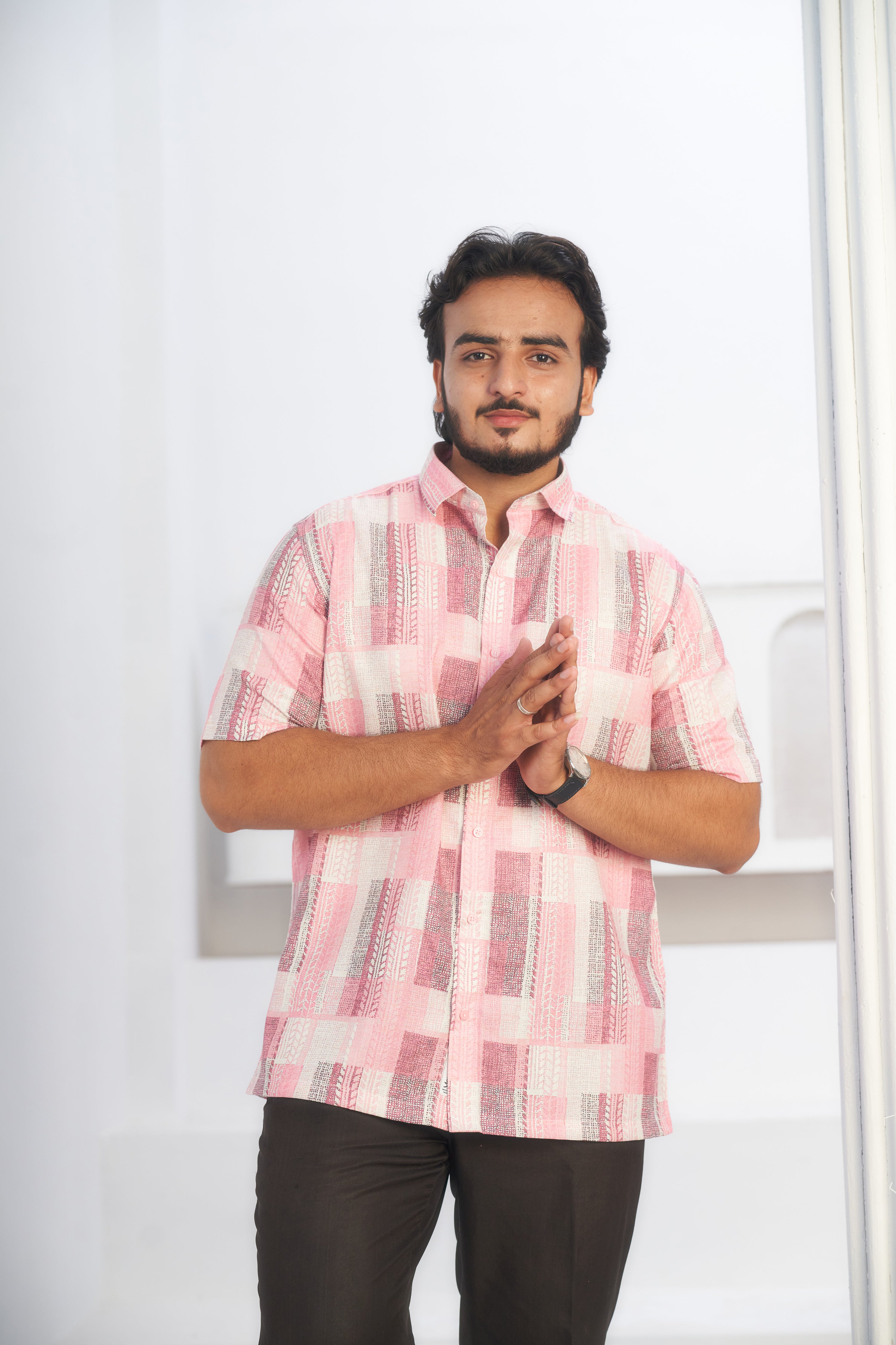 Mensoline Cotton-Linen Printed Casual Shirt for Men.