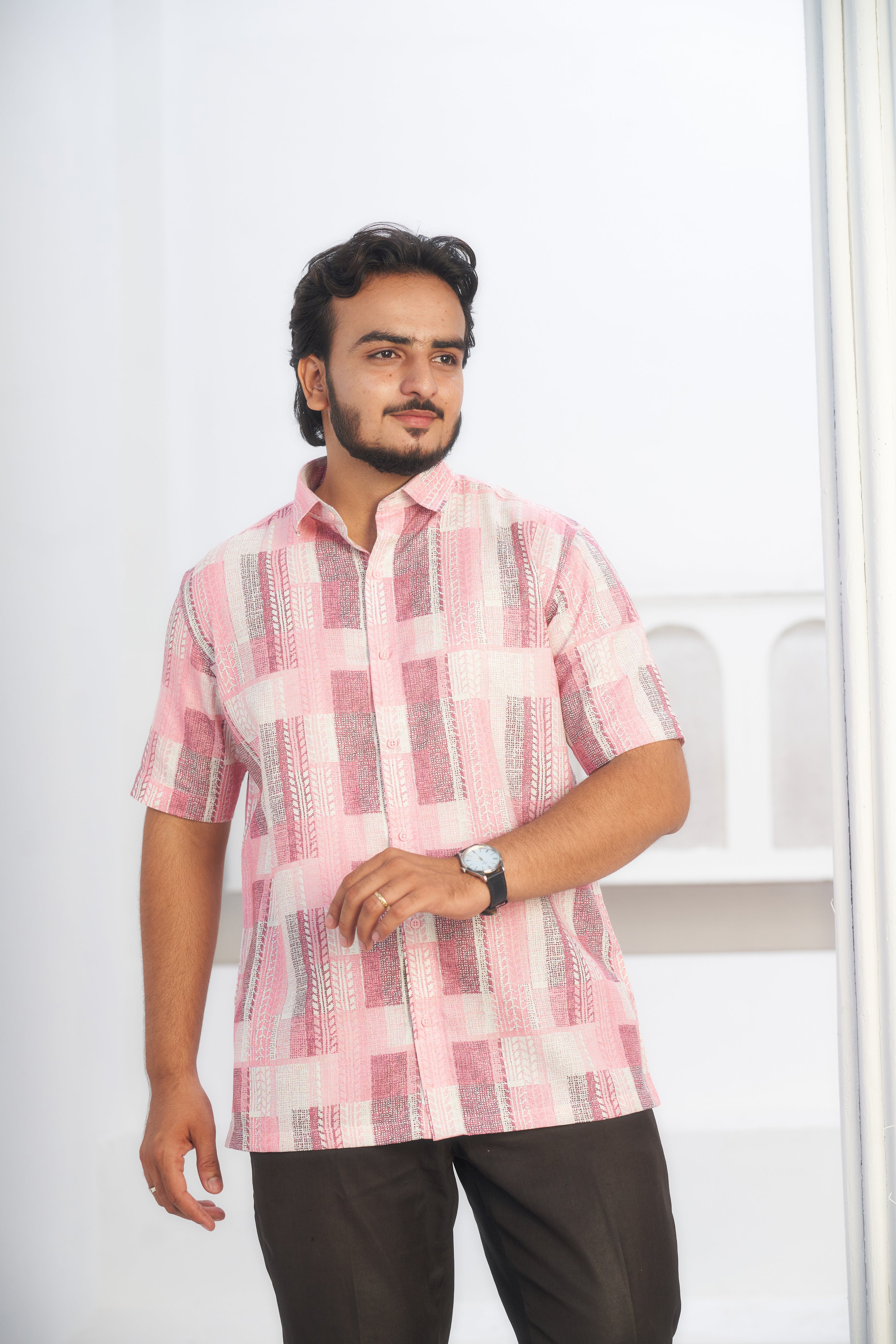 Mensoline Cotton-Linen Printed Casual Shirt for Men.