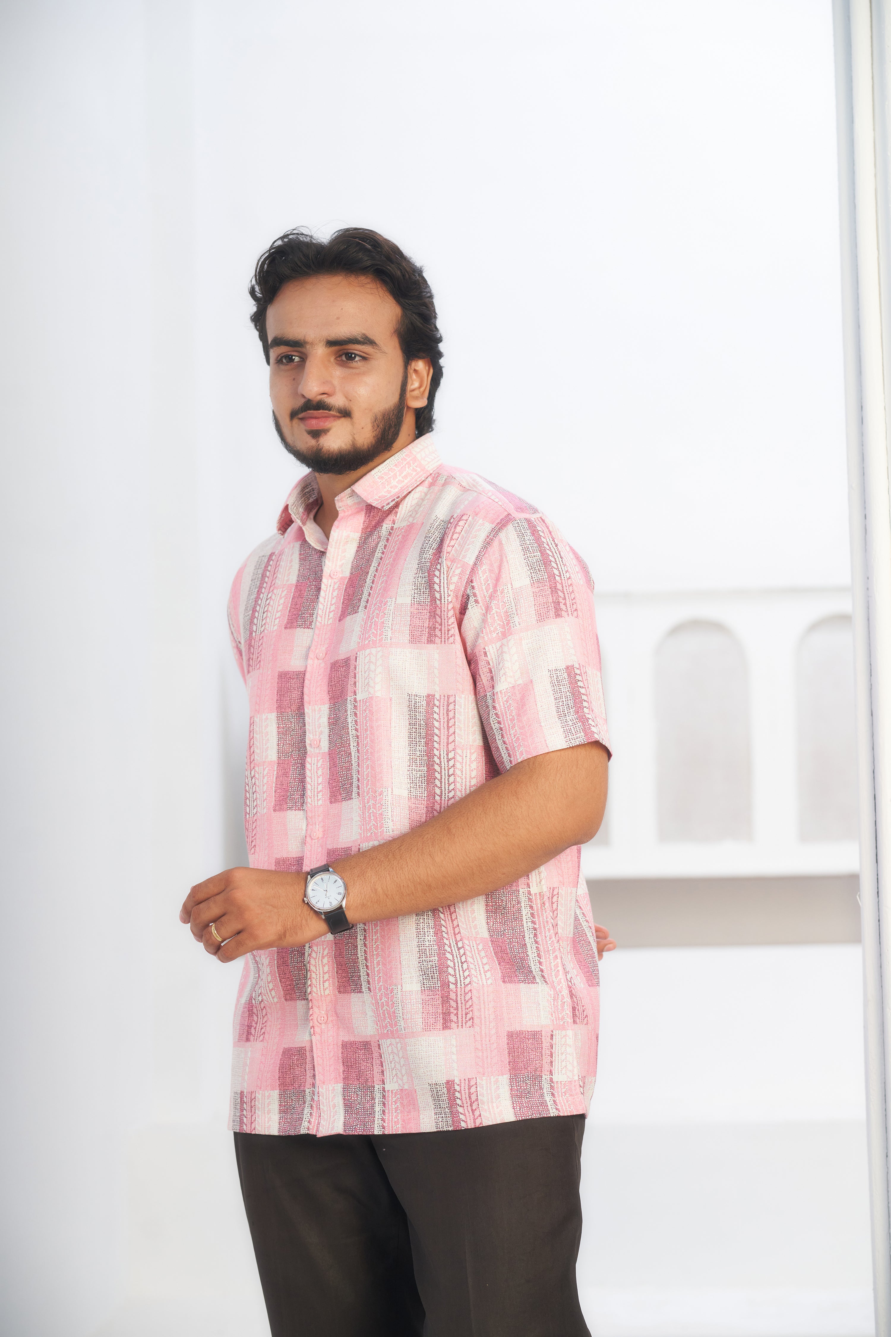 Mensoline Cotton-Linen Printed Casual Shirt for Men.