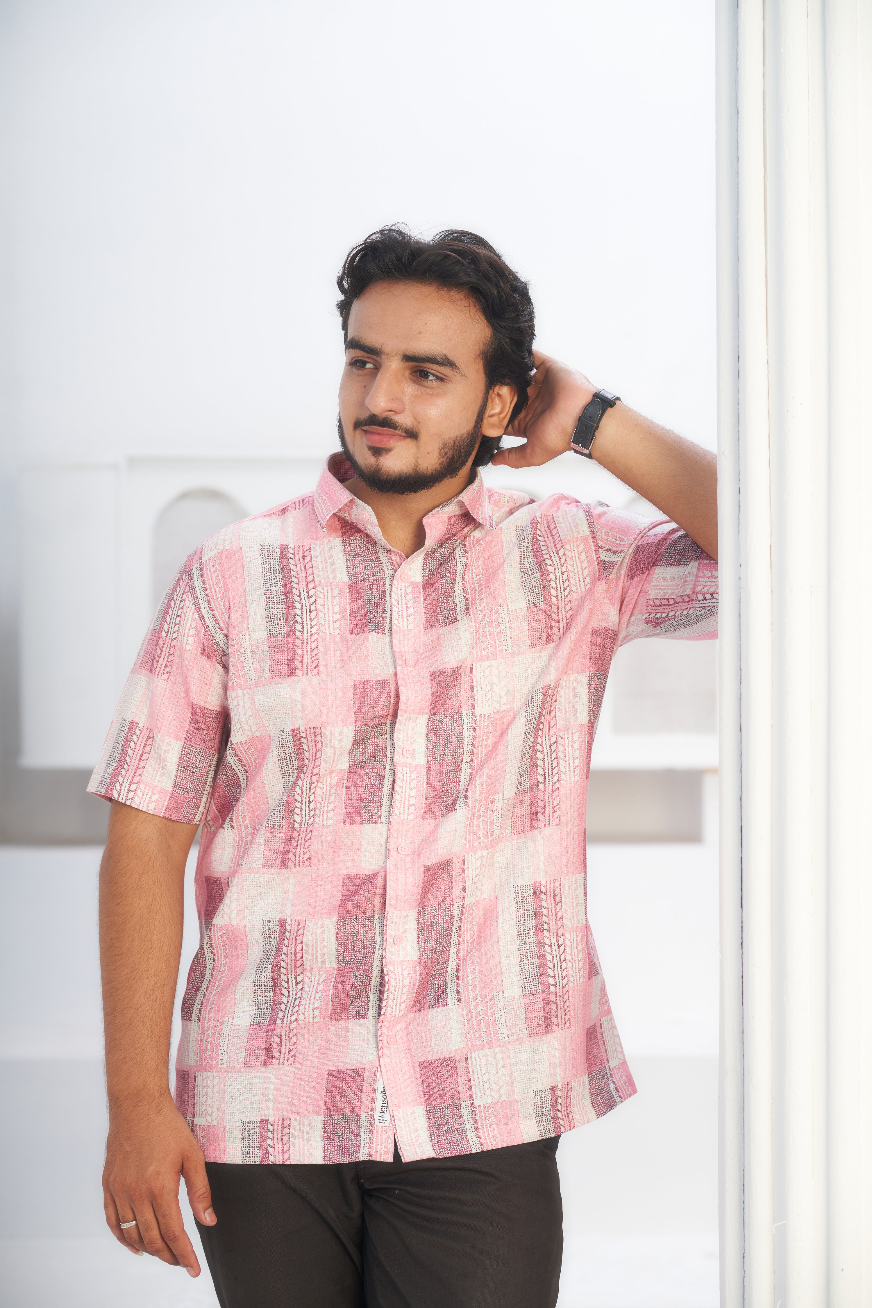Mensoline Cotton-Linen Printed Casual Shirt for Men.