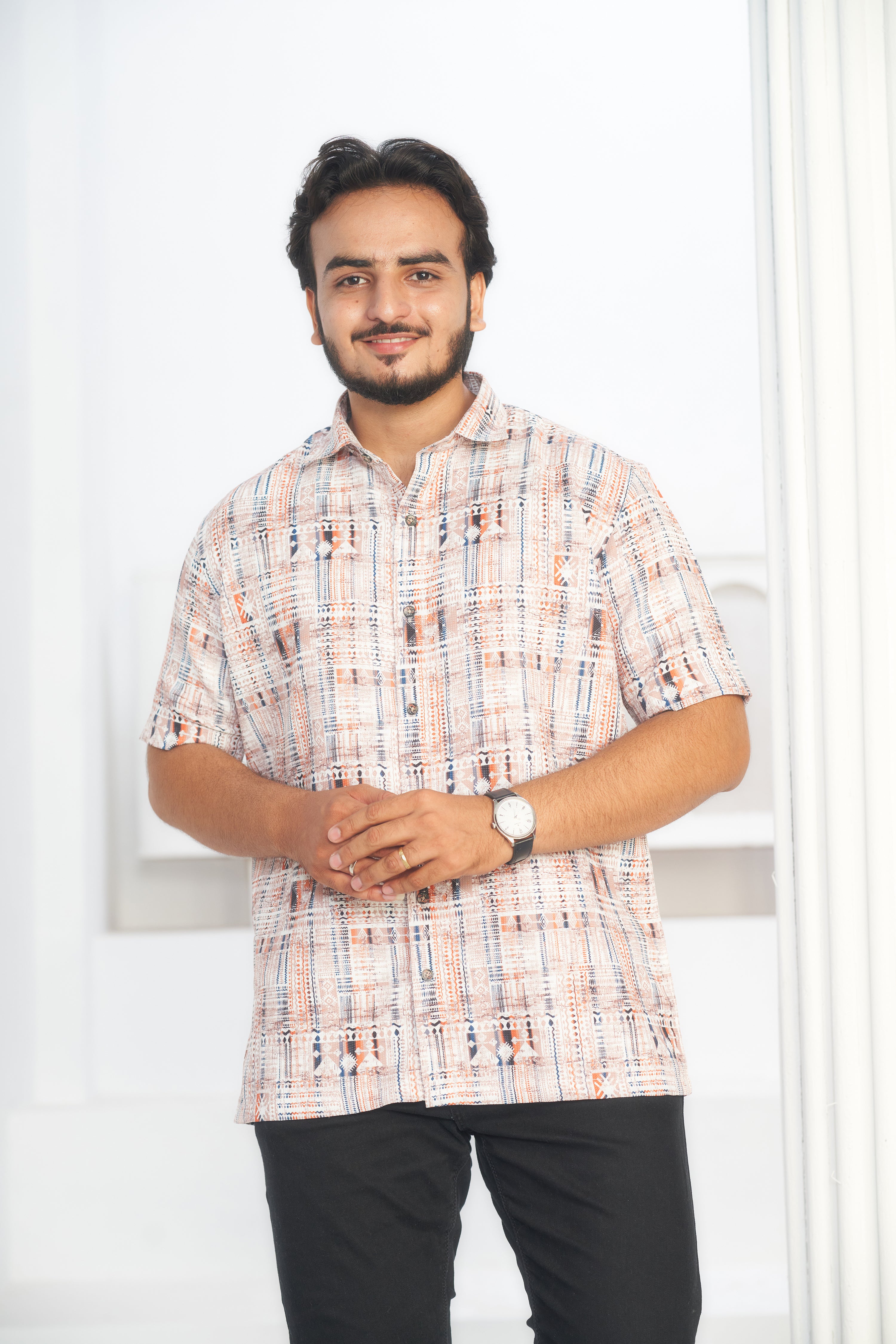 Mensoline Everyday Wear Printed Shirt Trendy Geometric Style.