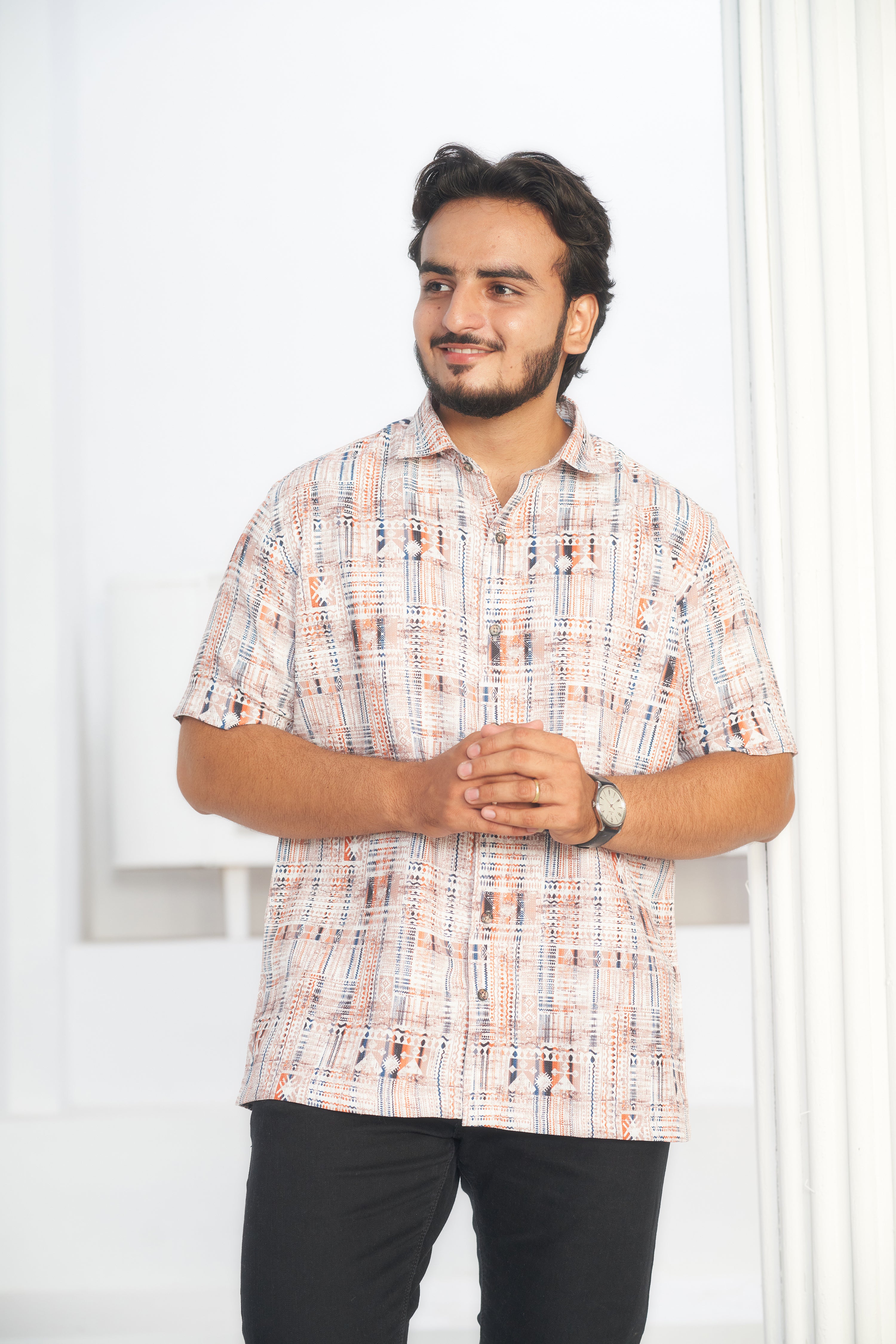 Mensoline Everyday Wear Printed Shirt Trendy Geometric Style.