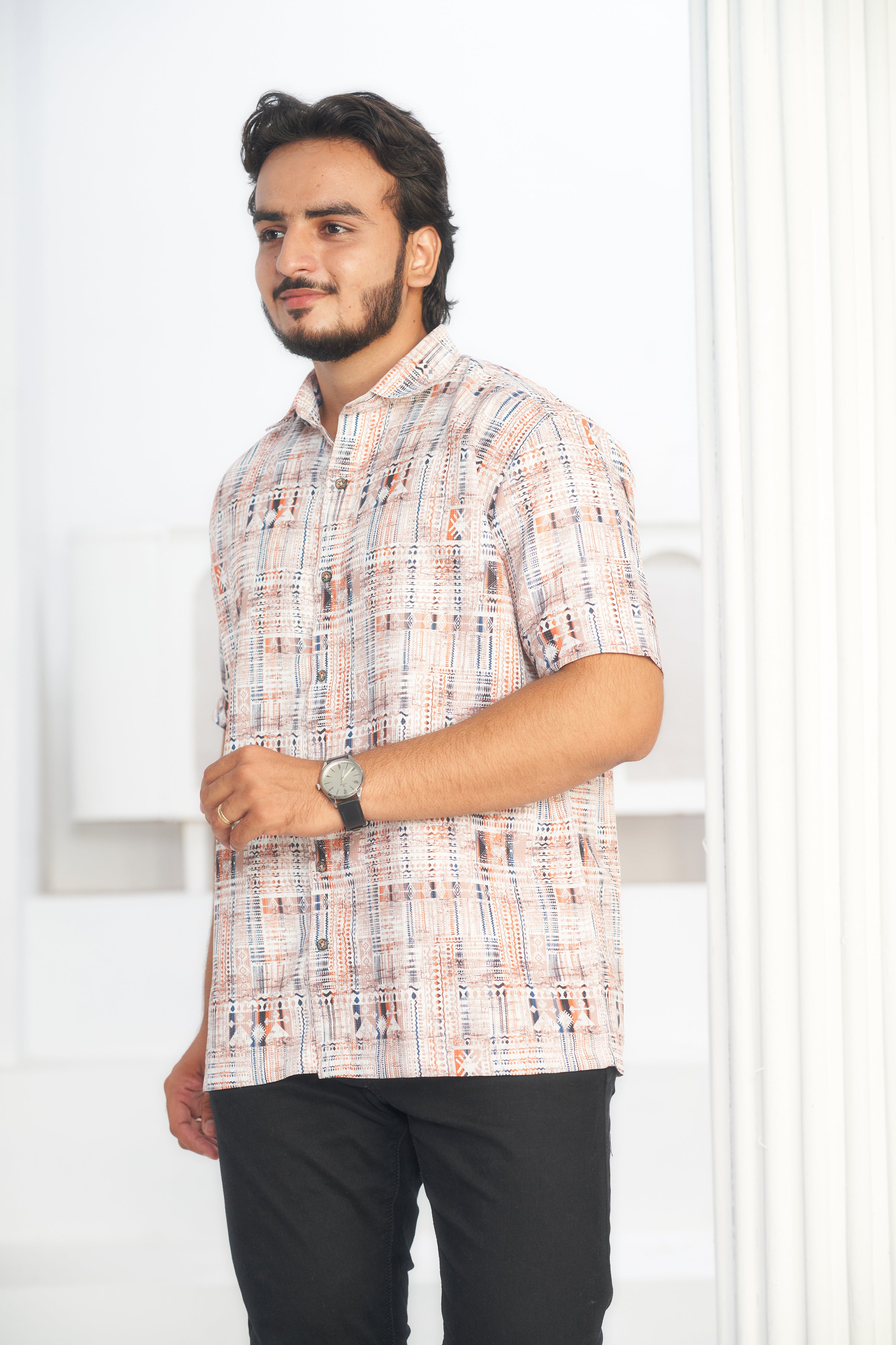 Mensoline Everyday Wear Printed Shirt Trendy Geometric Style.