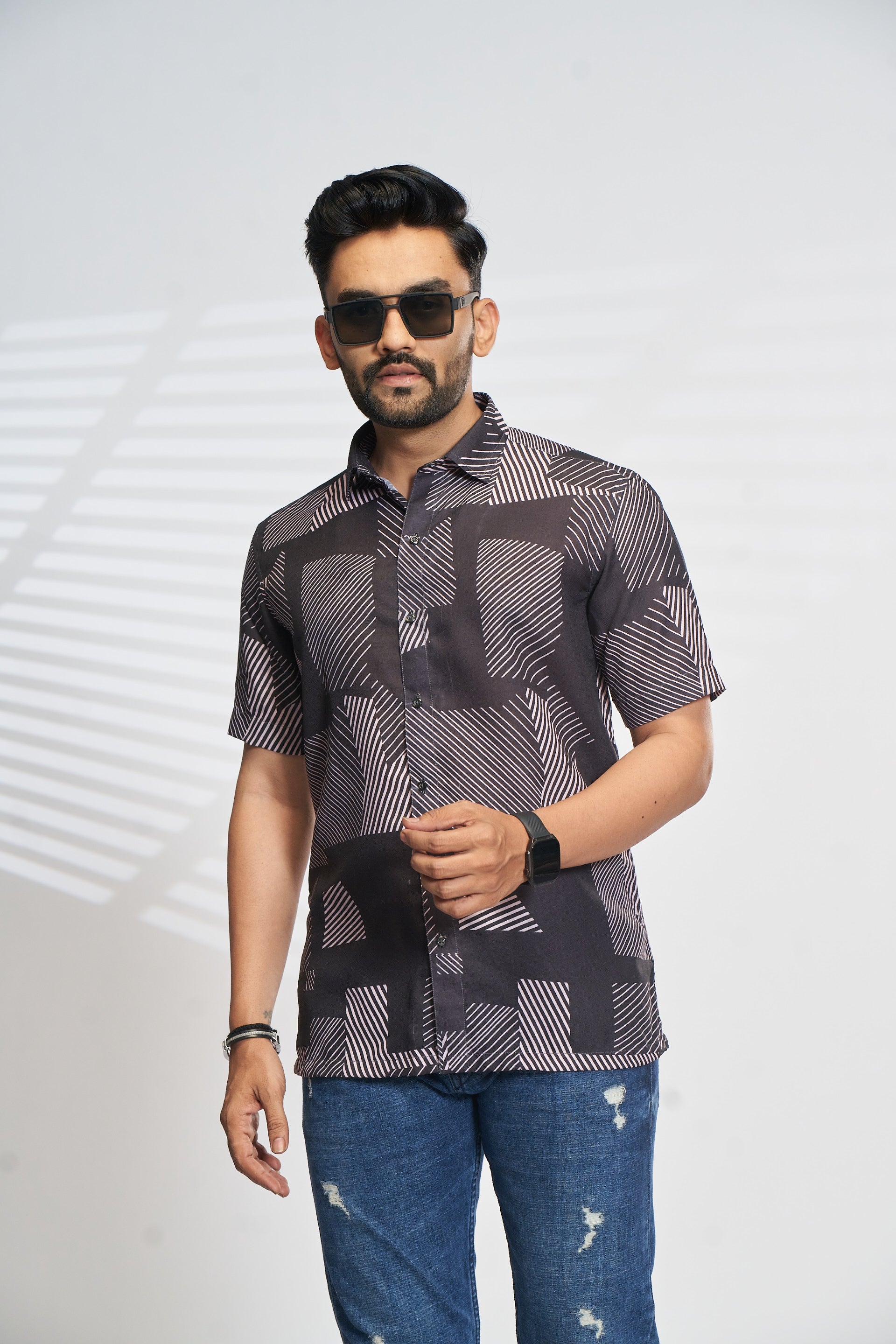 Mensoline Statement Pattern Smart Casual Shirt.