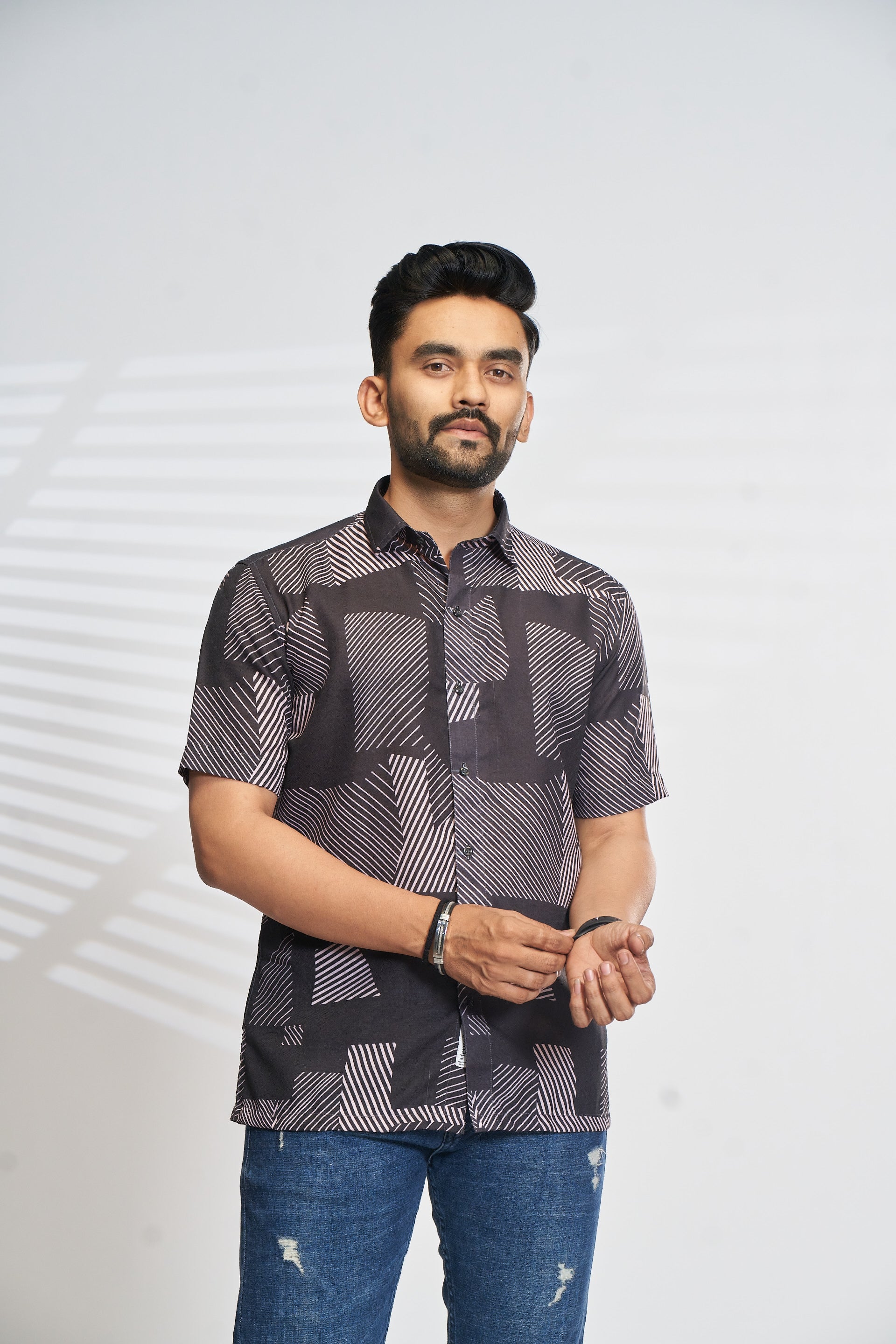 Mensoline Statement Pattern Smart Casual Shirt.