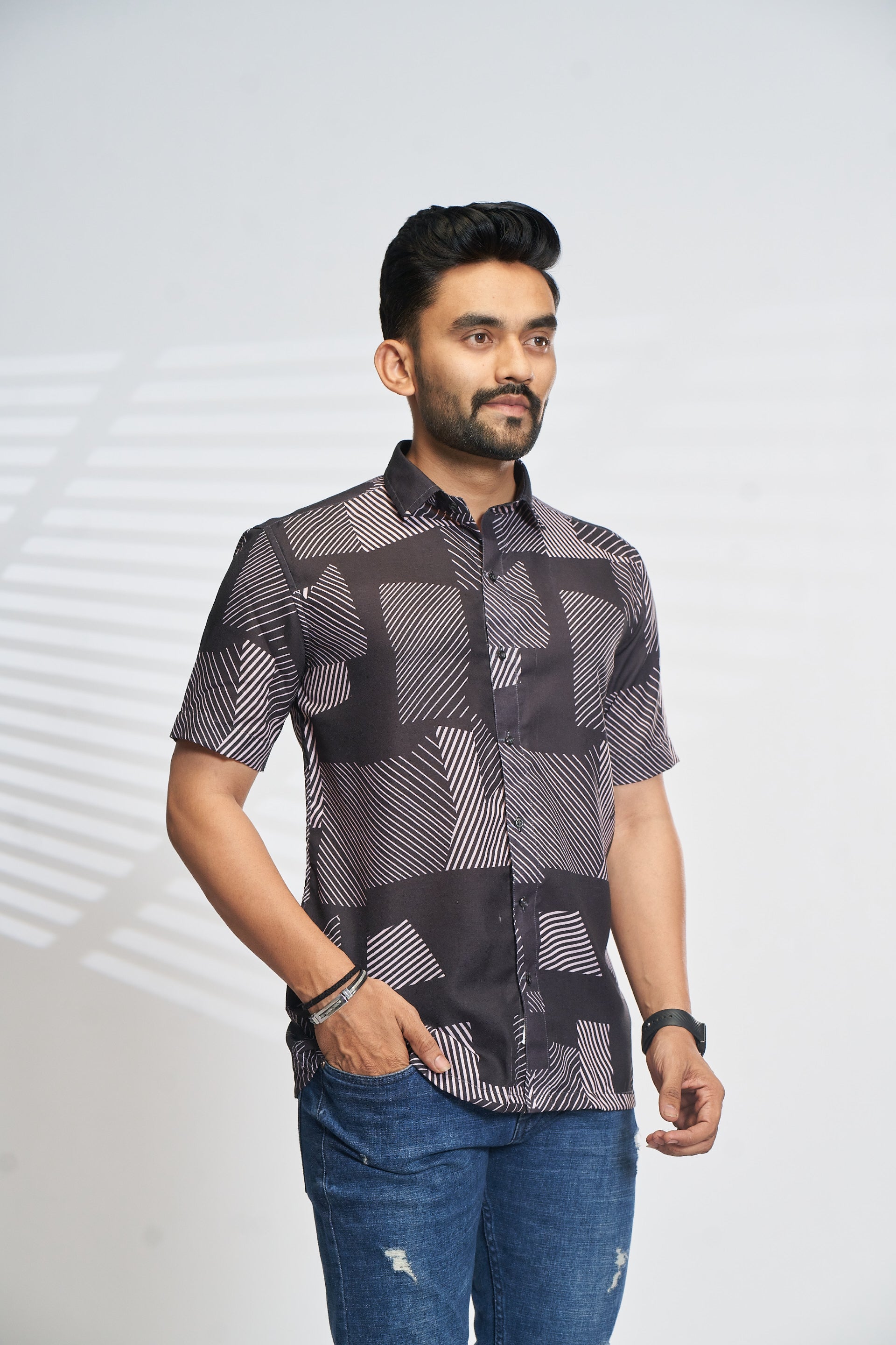 Mensoline Statement Pattern Smart Casual Shirt.