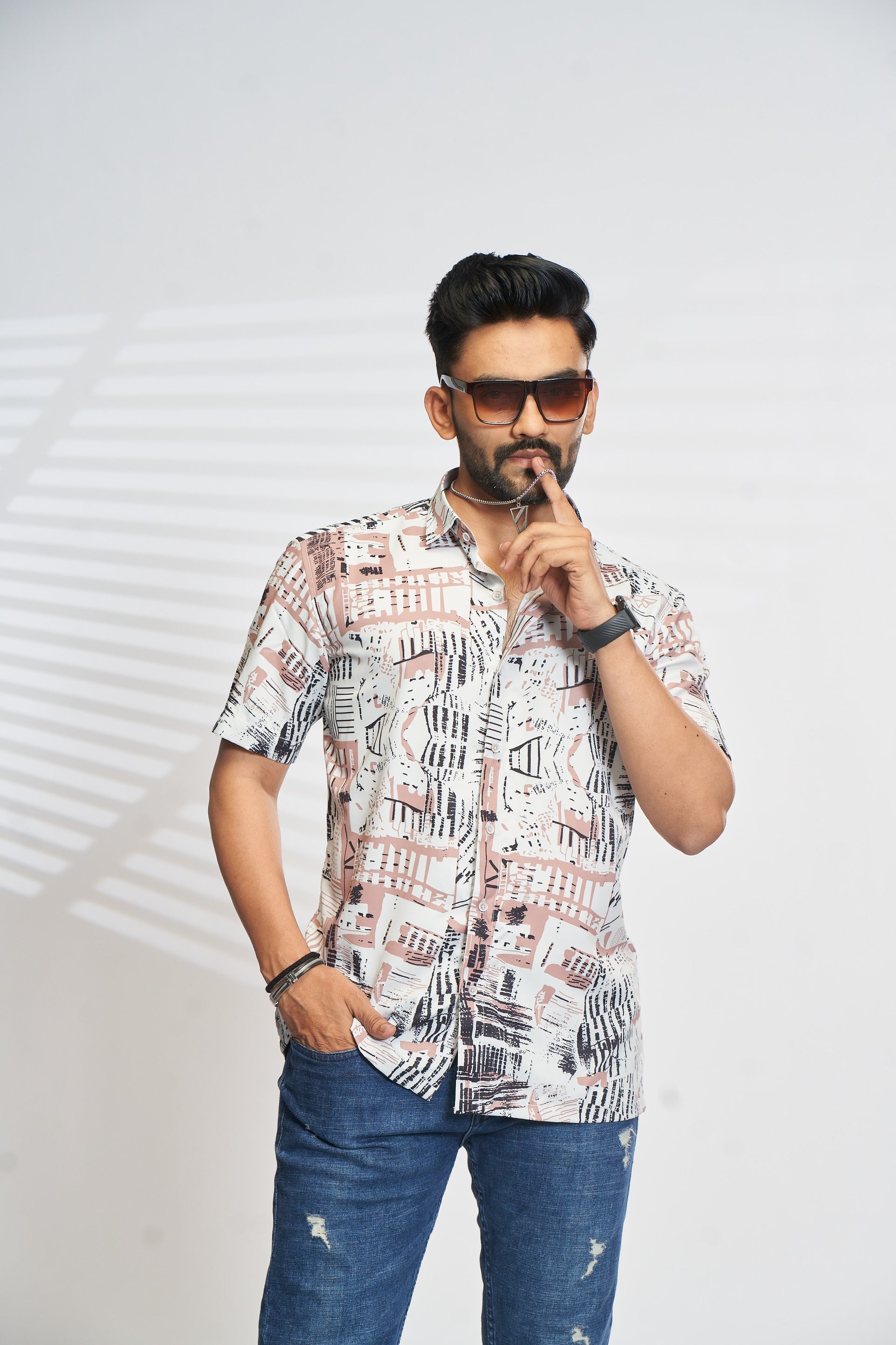 Mensoline CitySketch Printed Men’s Shirt – Artistic Urban Vibes for Casual Days.