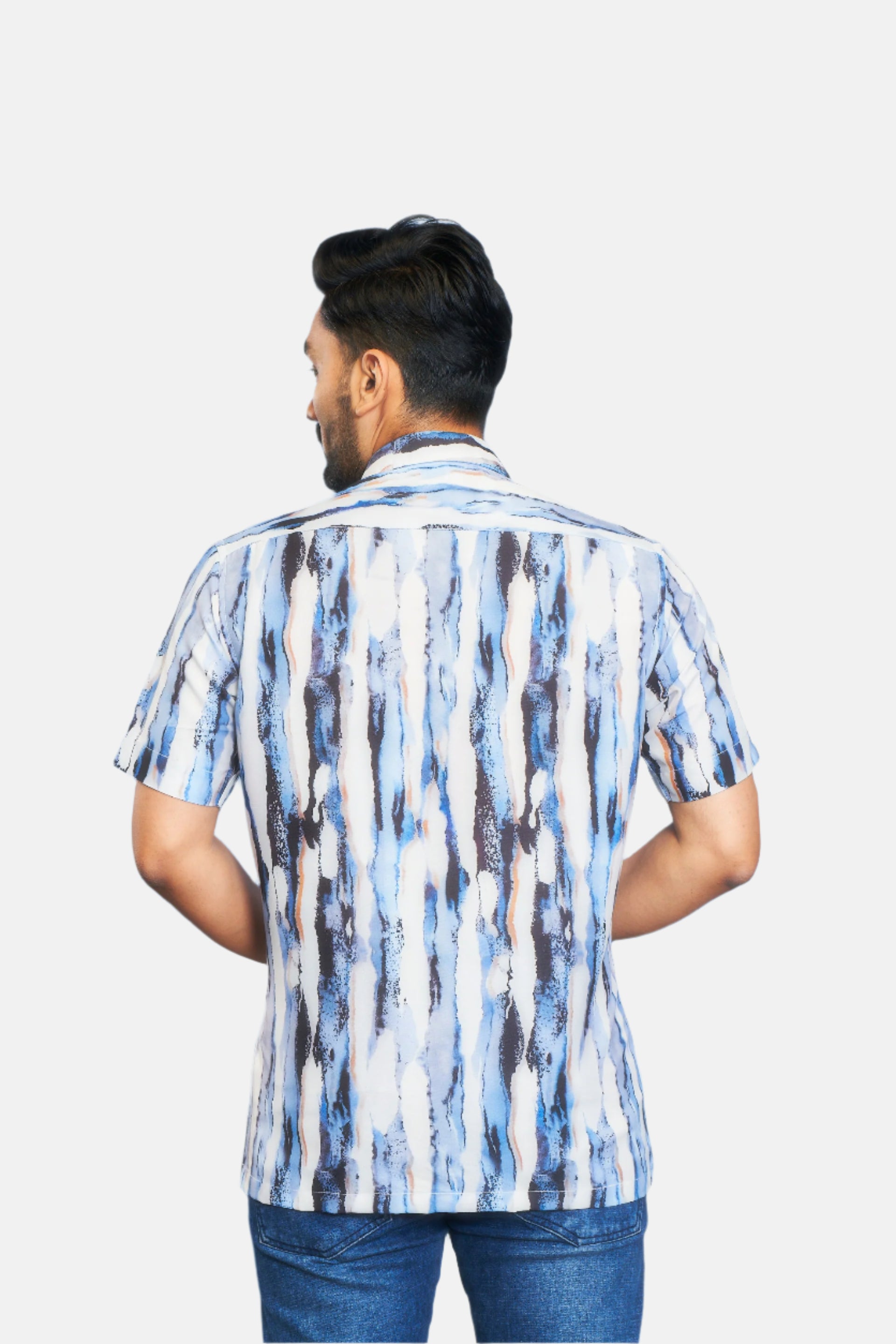 Mensoline Men's Sky Blue Abstract Wave Printed Shirt.