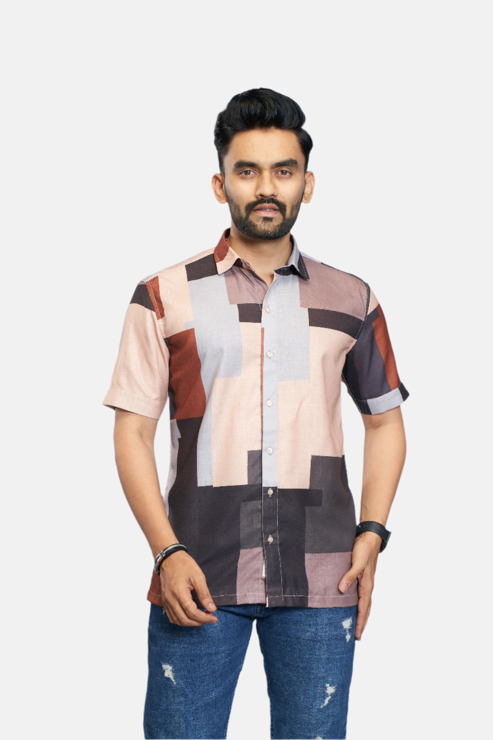 Mensoline Geometric Abstract Print Designer Shirt for Men.