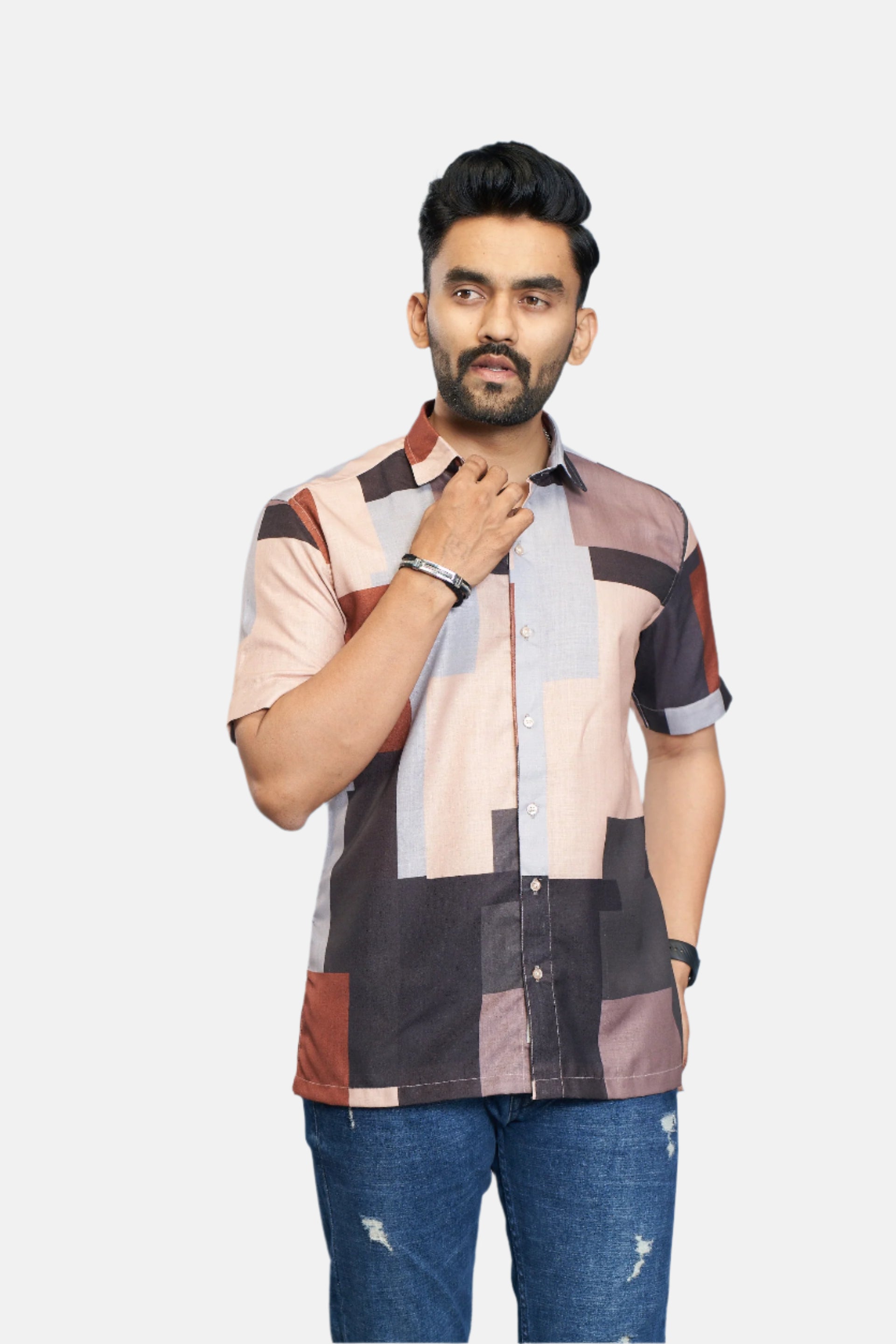 Mensoline Geometric Abstract Print Designer Shirt for Men.