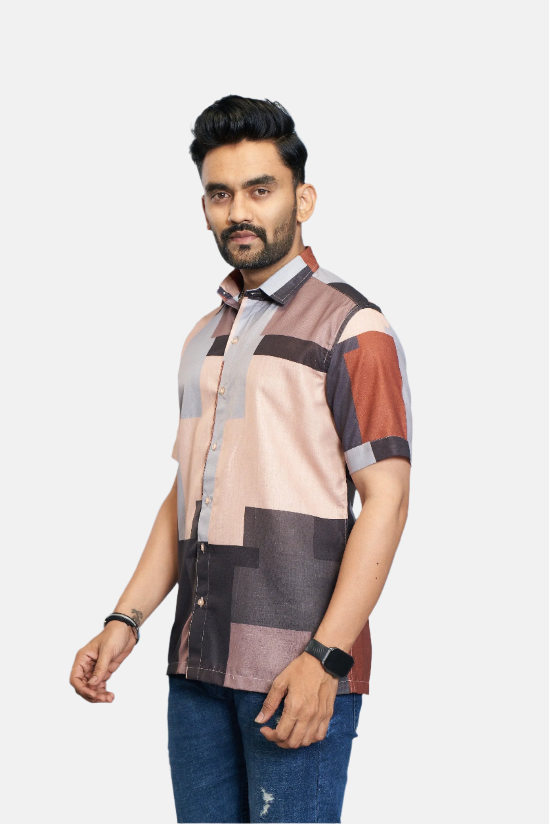 Mensoline Geometric Abstract Print Designer Shirt for Men.
