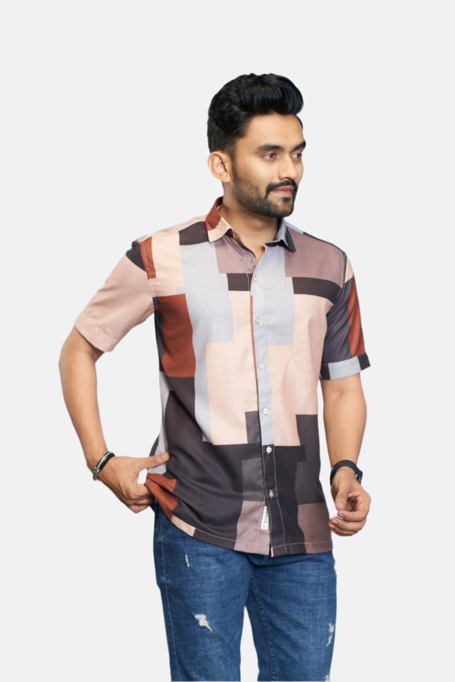 Mensoline Geometric Abstract Print Designer Shirt for Men.